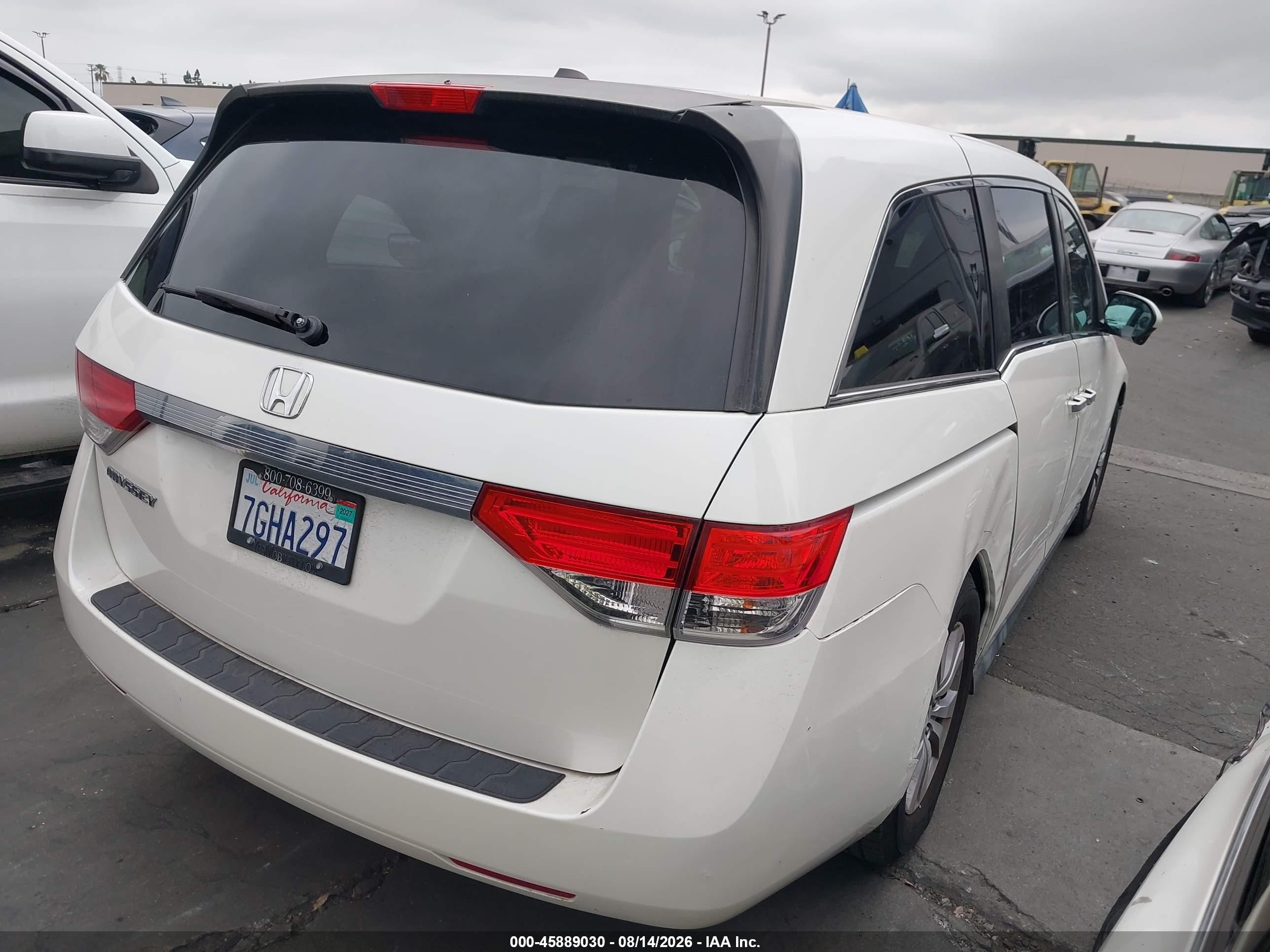 2014 Honda Odyssey Ex-l White vin: 5FNRL5H64EB122079