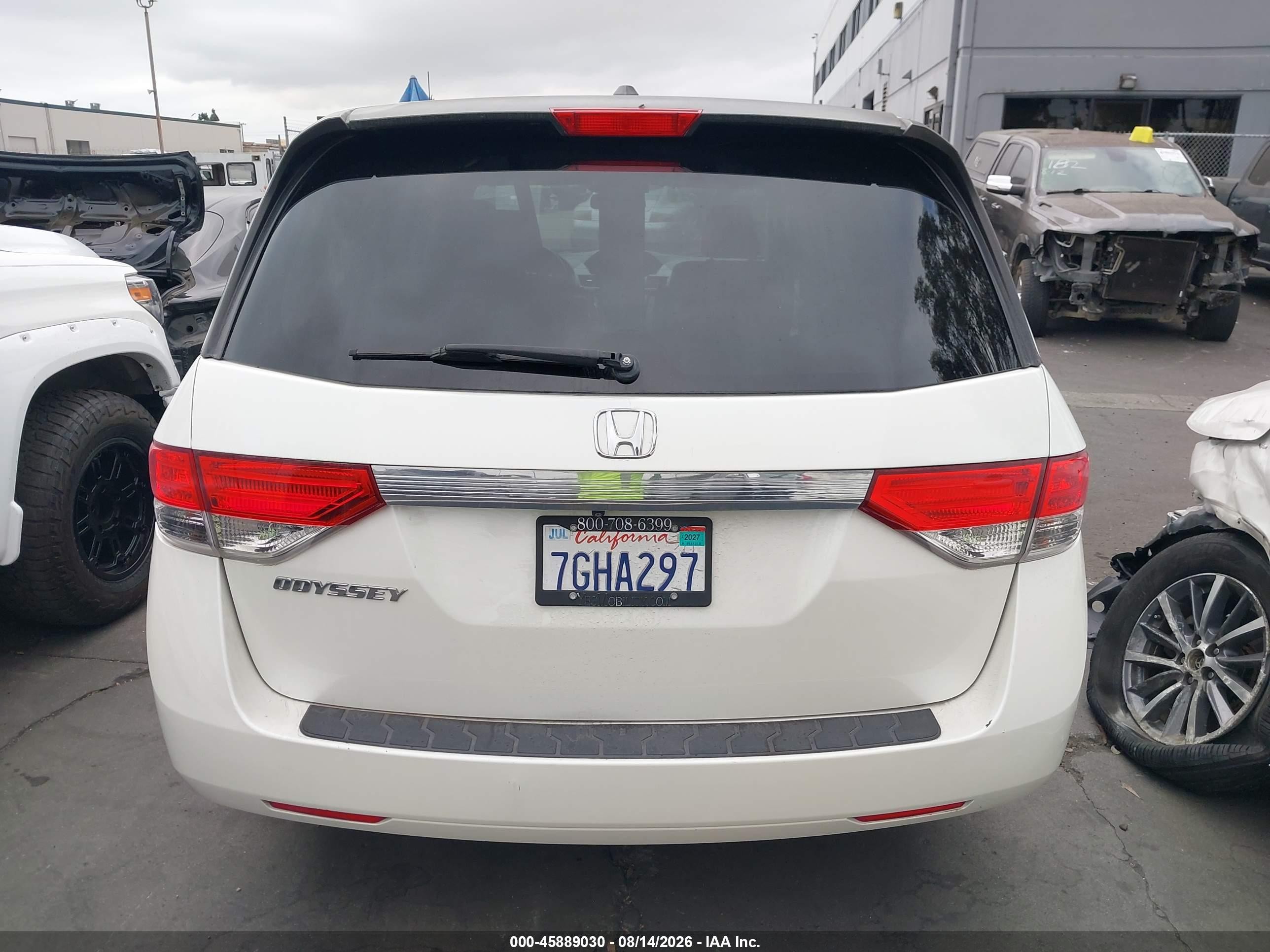 2014 Honda Odyssey Ex-l White vin: 5FNRL5H64EB122079