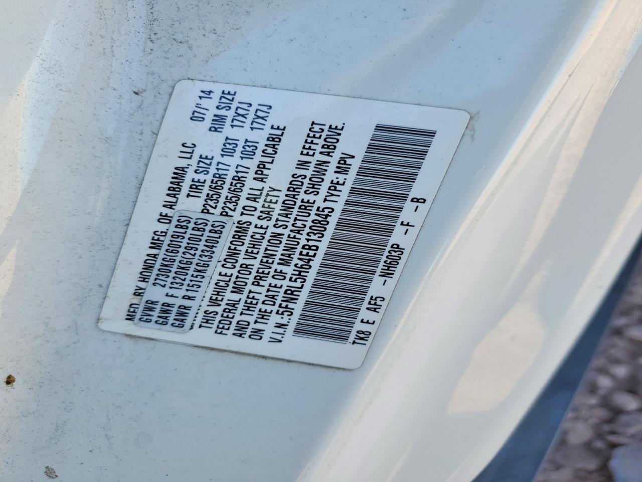 2014 Honda Odyssey Exl Белый vin: 5FNRL5H64EB130845
