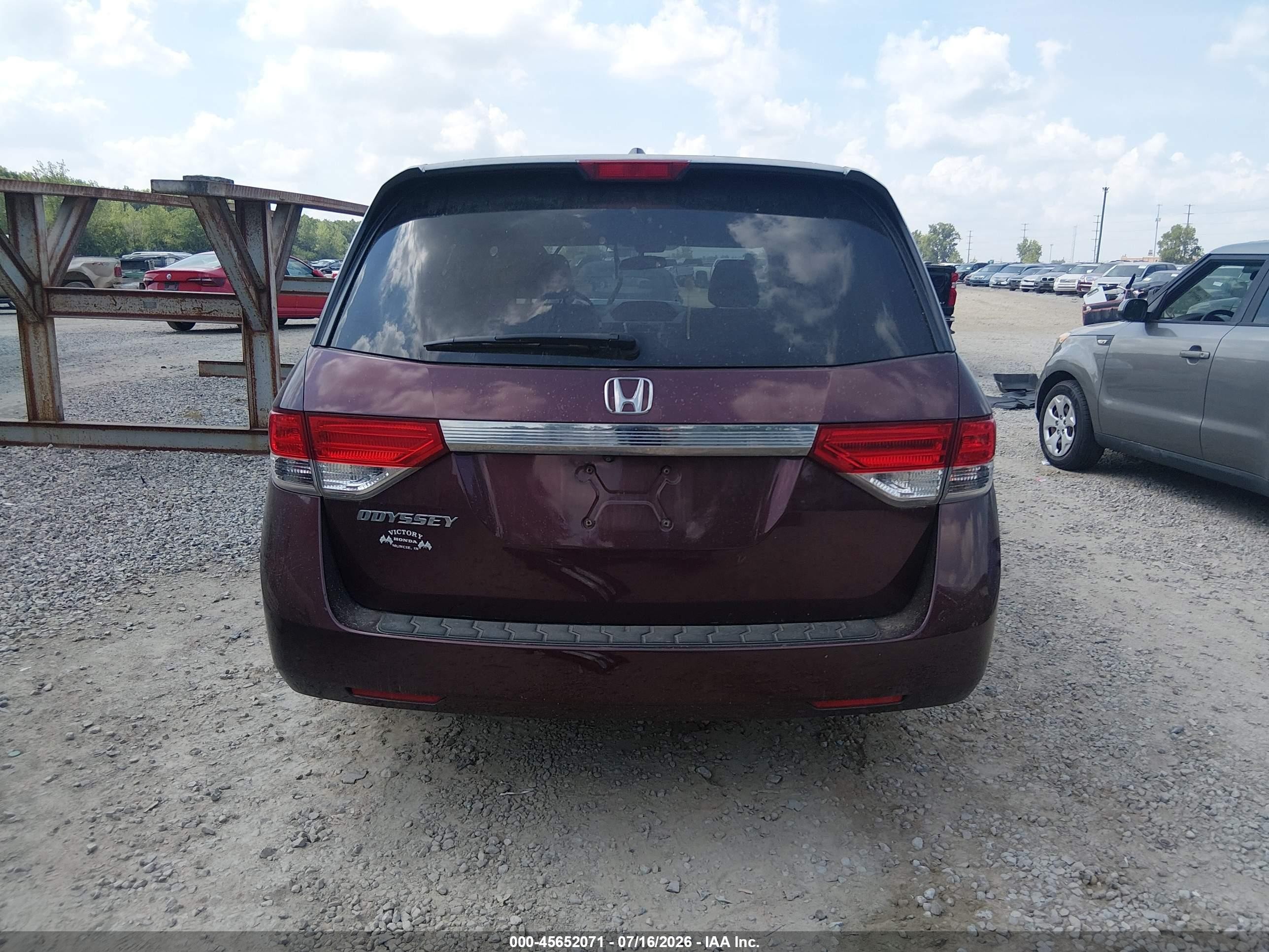 2015 Honda Odyssey Ex-l Burgundy vin: 5FNRL5H64FB005829