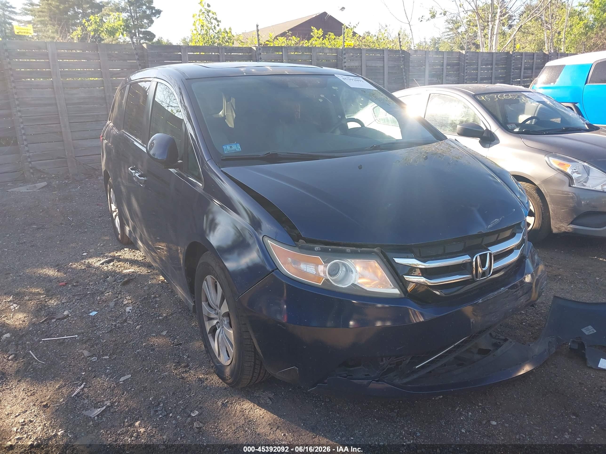 2015 Honda Odyssey Ex-l Dark Blue vin: 5FNRL5H64FB049233