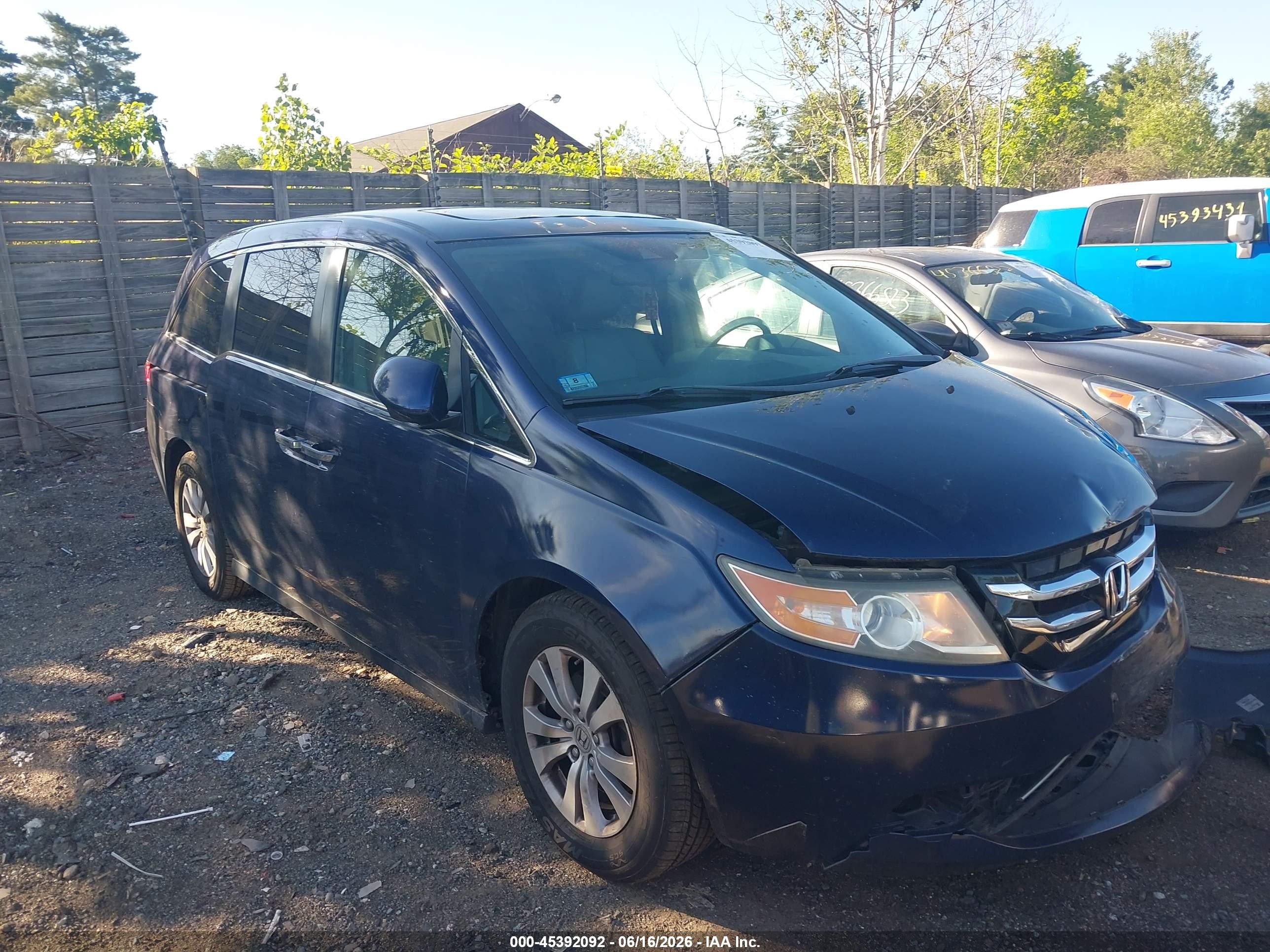 2015 Honda Odyssey Ex-l Dark Blue vin: 5FNRL5H64FB049233