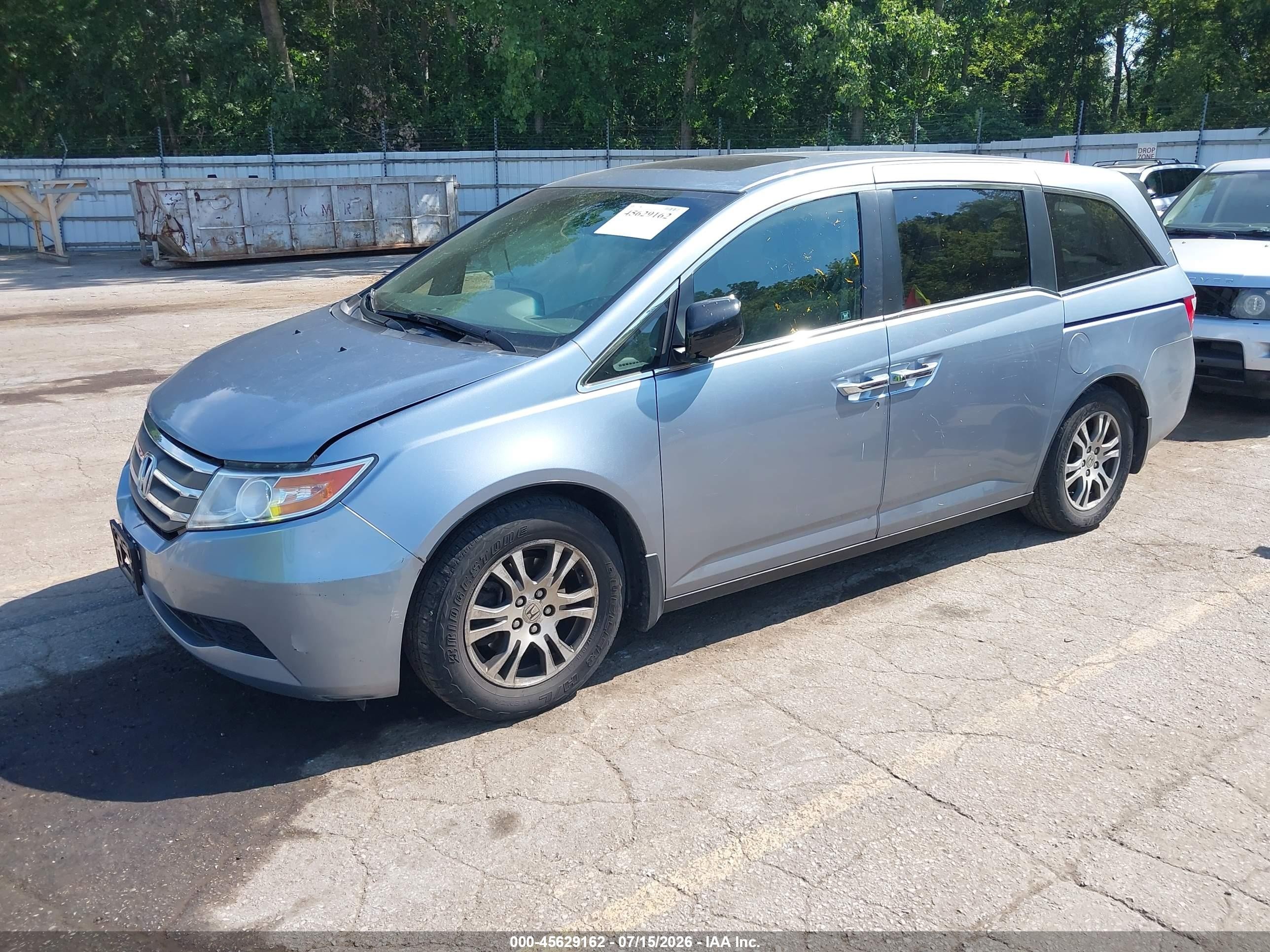 2012 Honda Odyssey Ex-l Light Blue vin: 5FNRL5H65CB022361