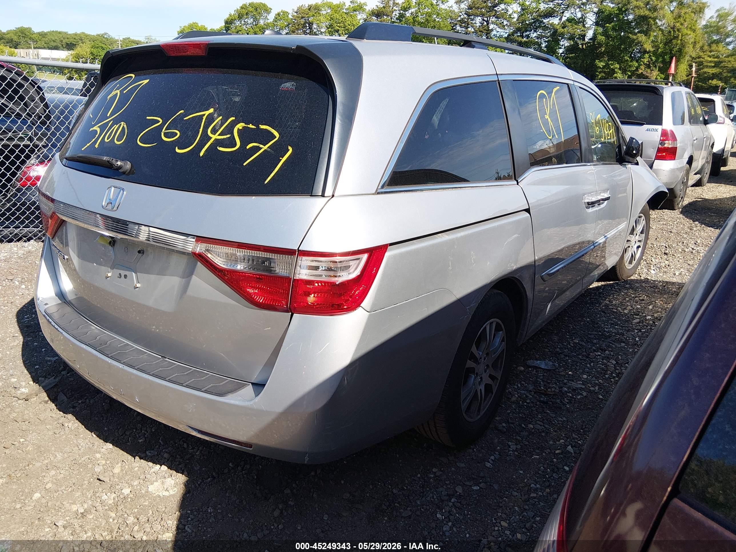 2012 Honda Odyssey Ex-l Gray vin: 5FNRL5H65CB056879