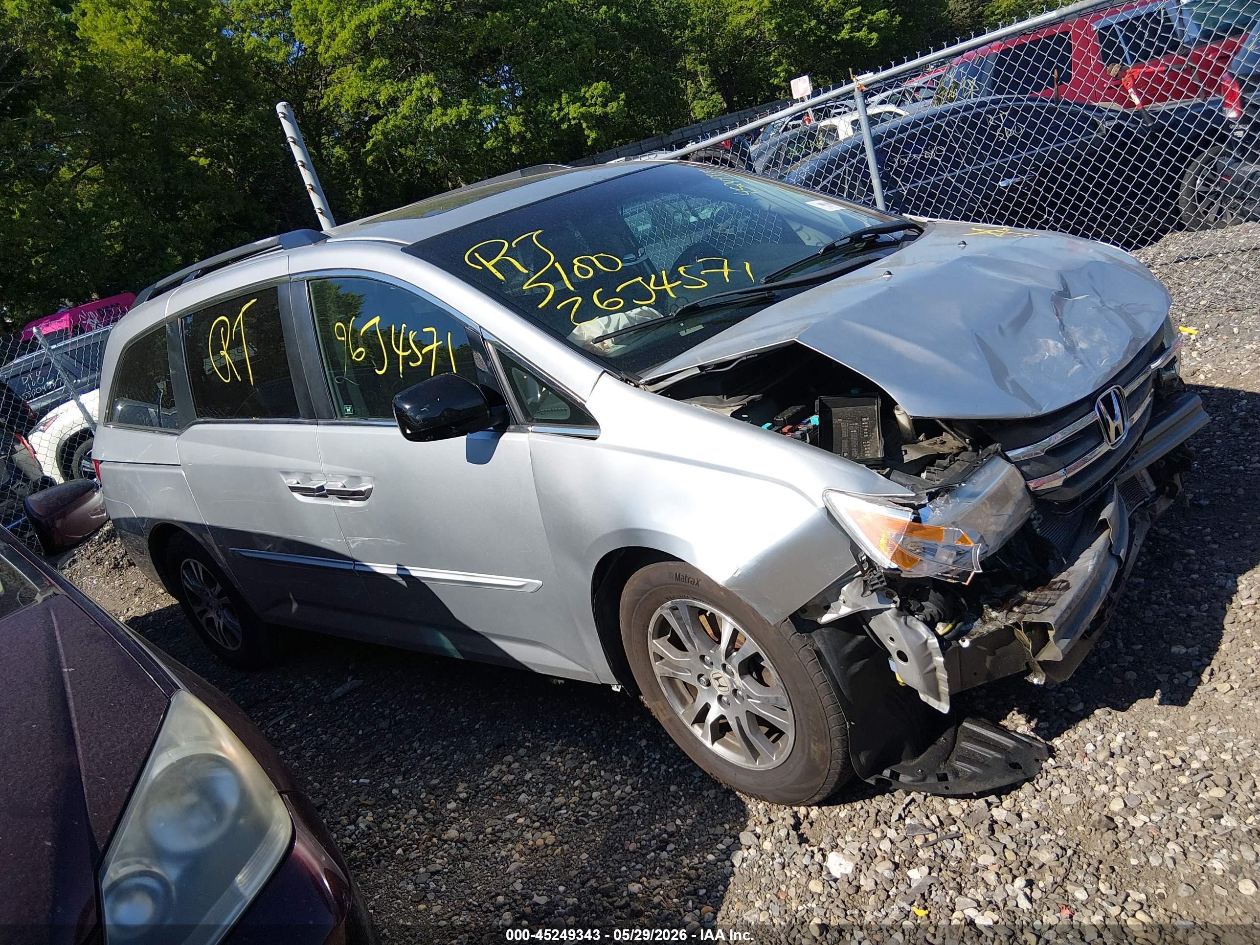 2012 Honda Odyssey Ex-l Gray vin: 5FNRL5H65CB056879