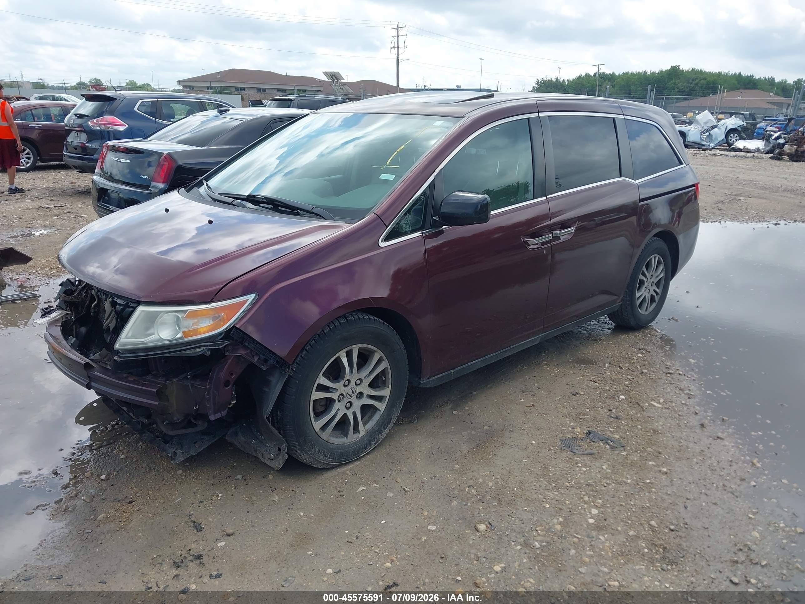 2013 Honda Odyssey Ex-l Burgundy vin: 5FNRL5H65DB082884