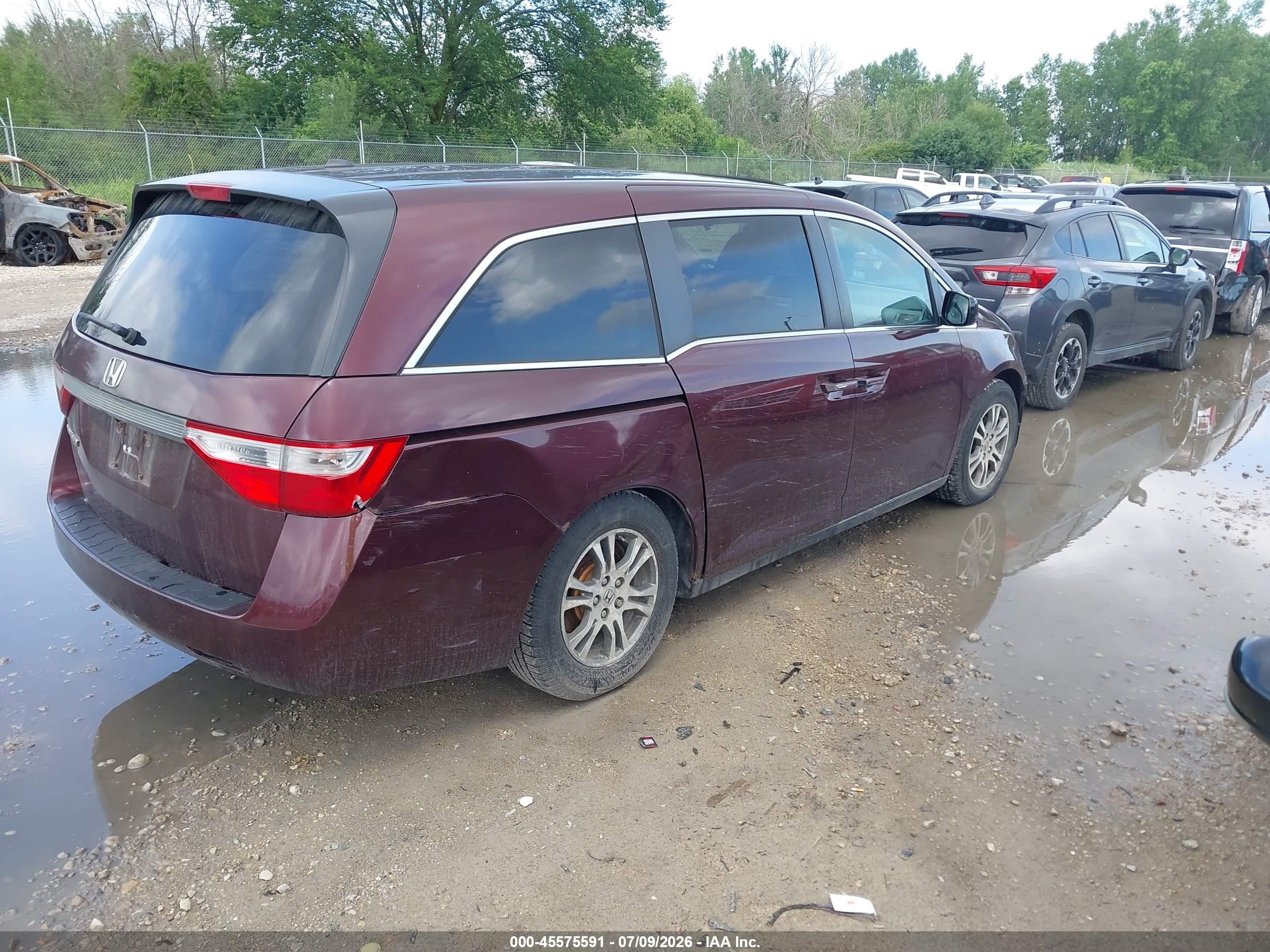 2013 Honda Odyssey Ex-l Burgundy vin: 5FNRL5H65DB082884