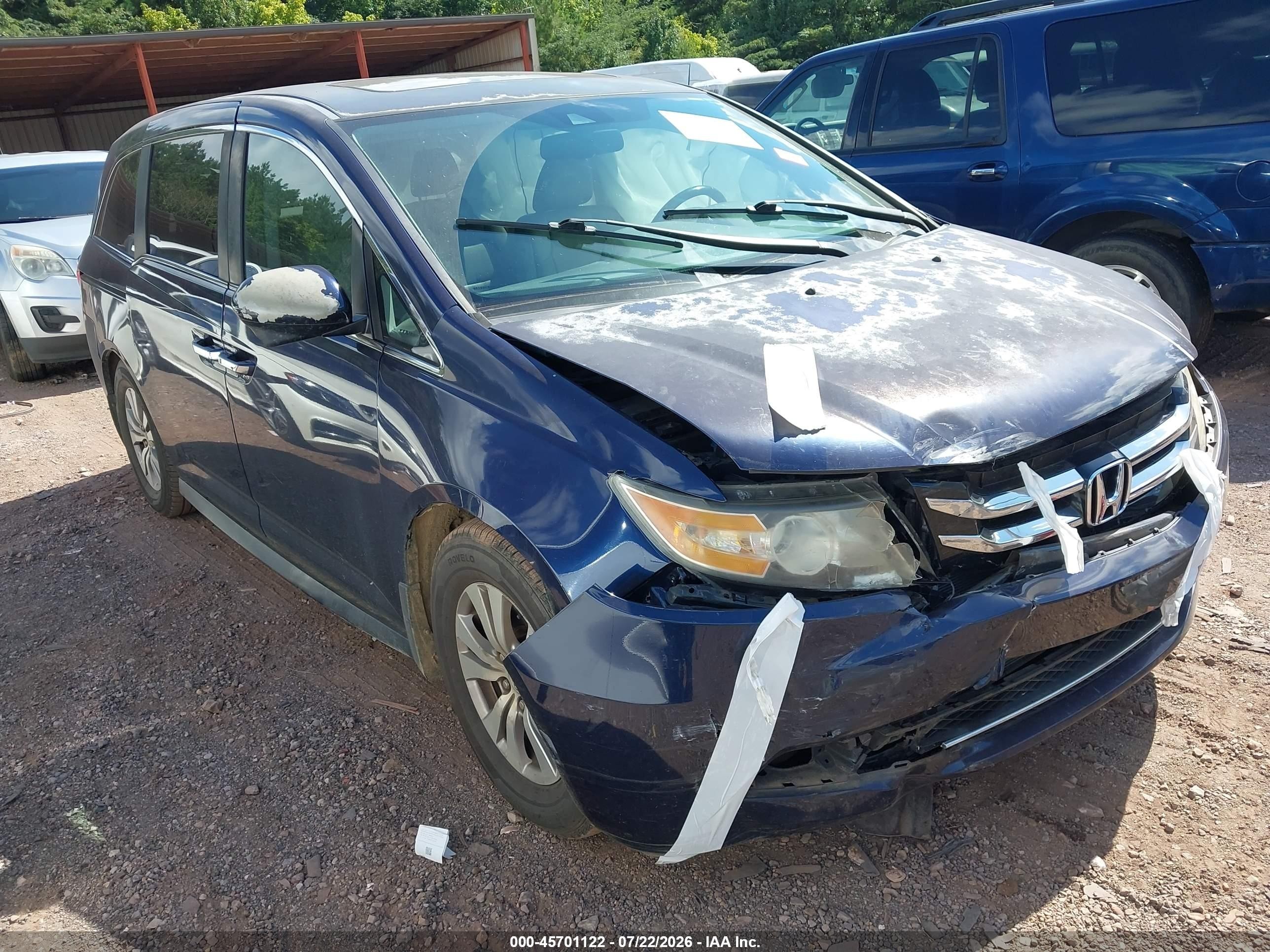 2014 Honda Odyssey Ex-l Dark Blue vin: 5FNRL5H65EB005353