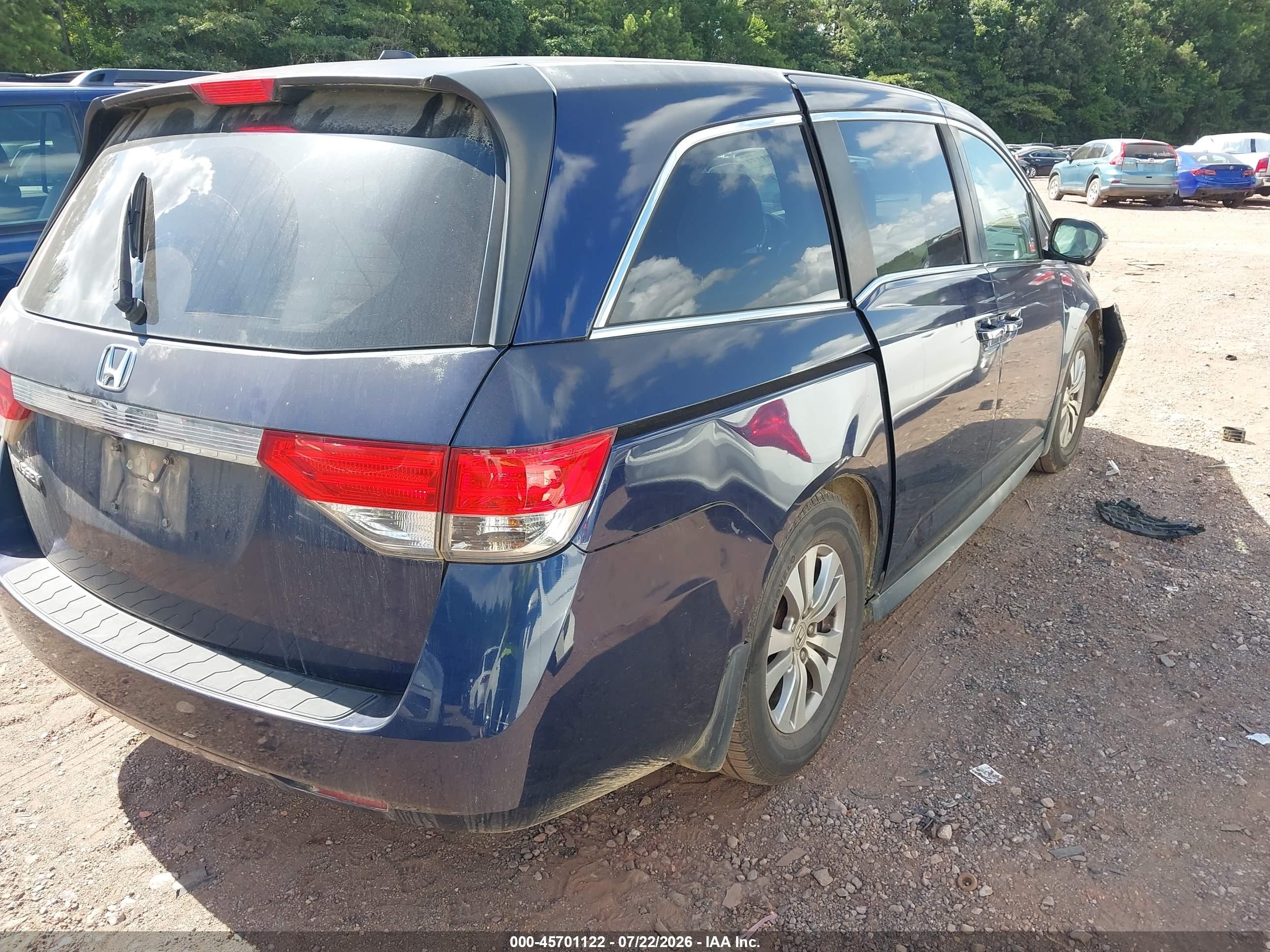 2014 Honda Odyssey Ex-l Dark Blue vin: 5FNRL5H65EB005353