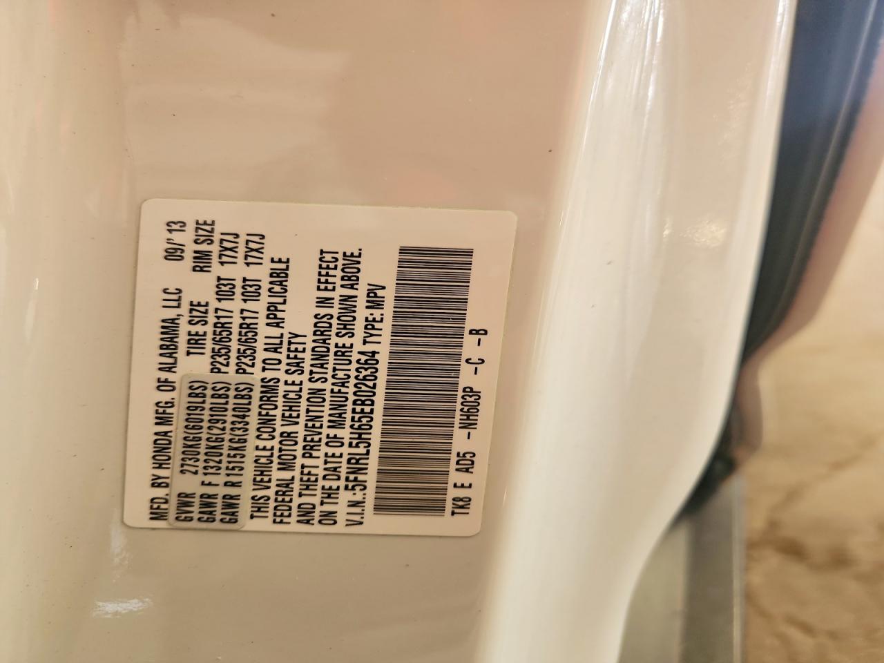 2014 Honda Odyssey Exl White vin: 5FNRL5H65EB026364