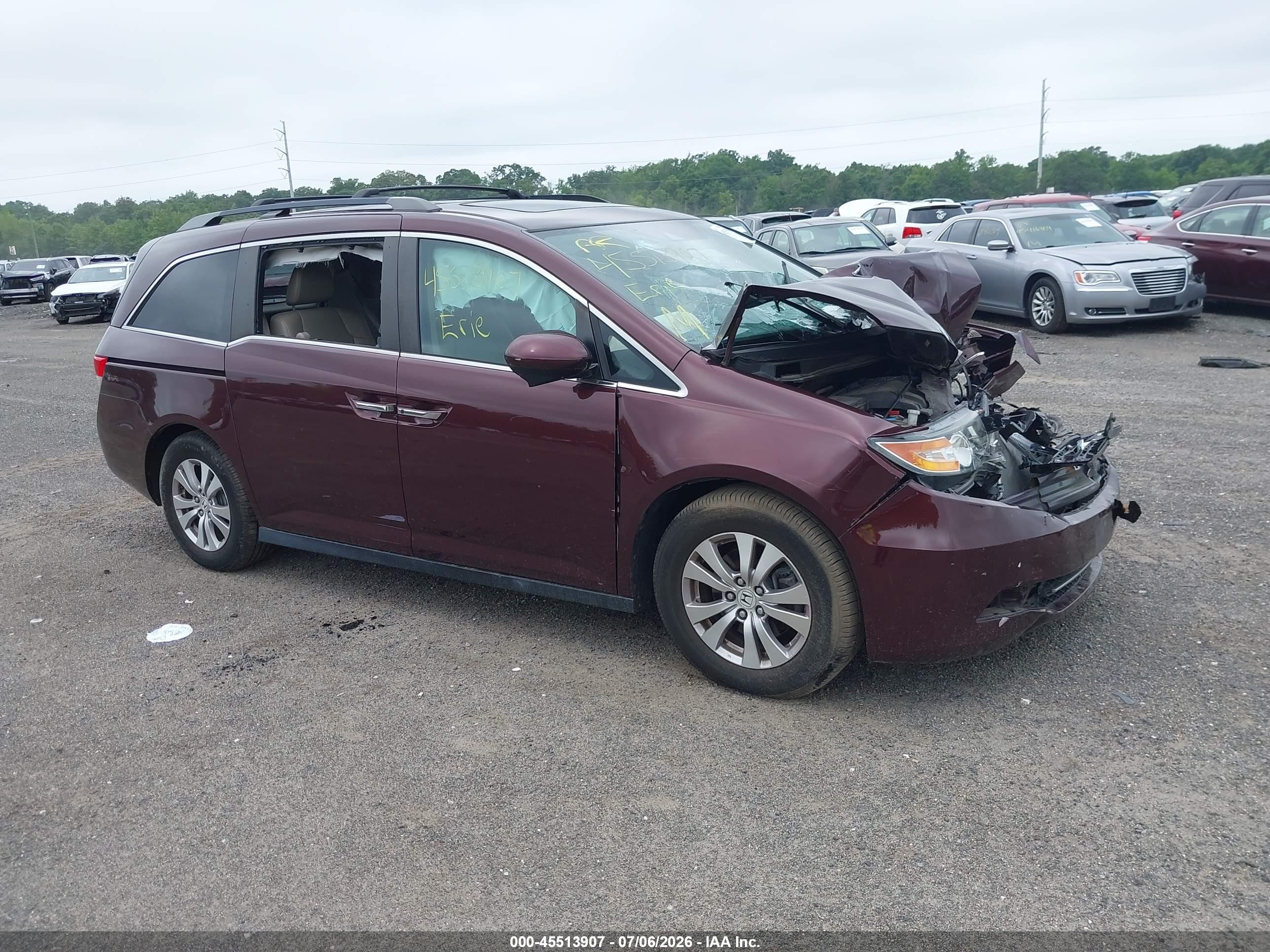 2014 Honda Odyssey Ex-l Фиолетовый vin: 5FNRL5H65EB030642