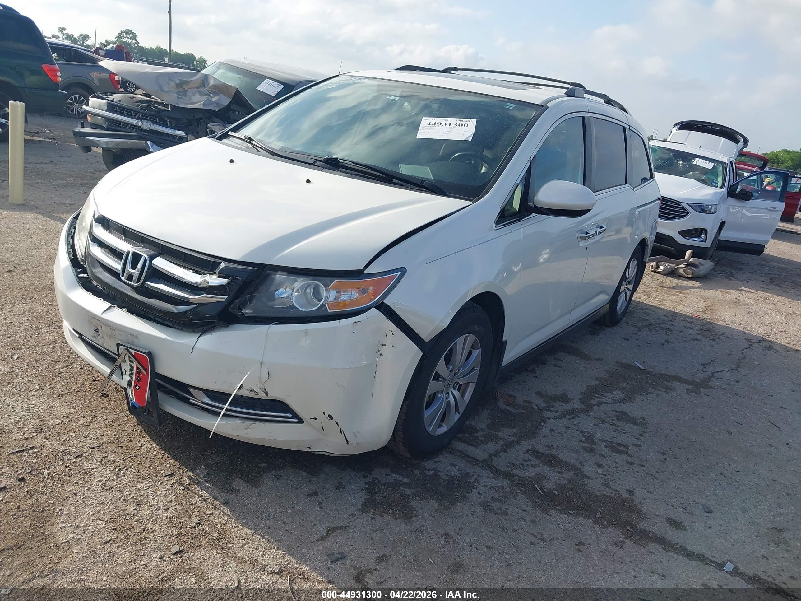 2014 Honda Odyssey Ex-l White vin: 5FNRL5H65EB061650
