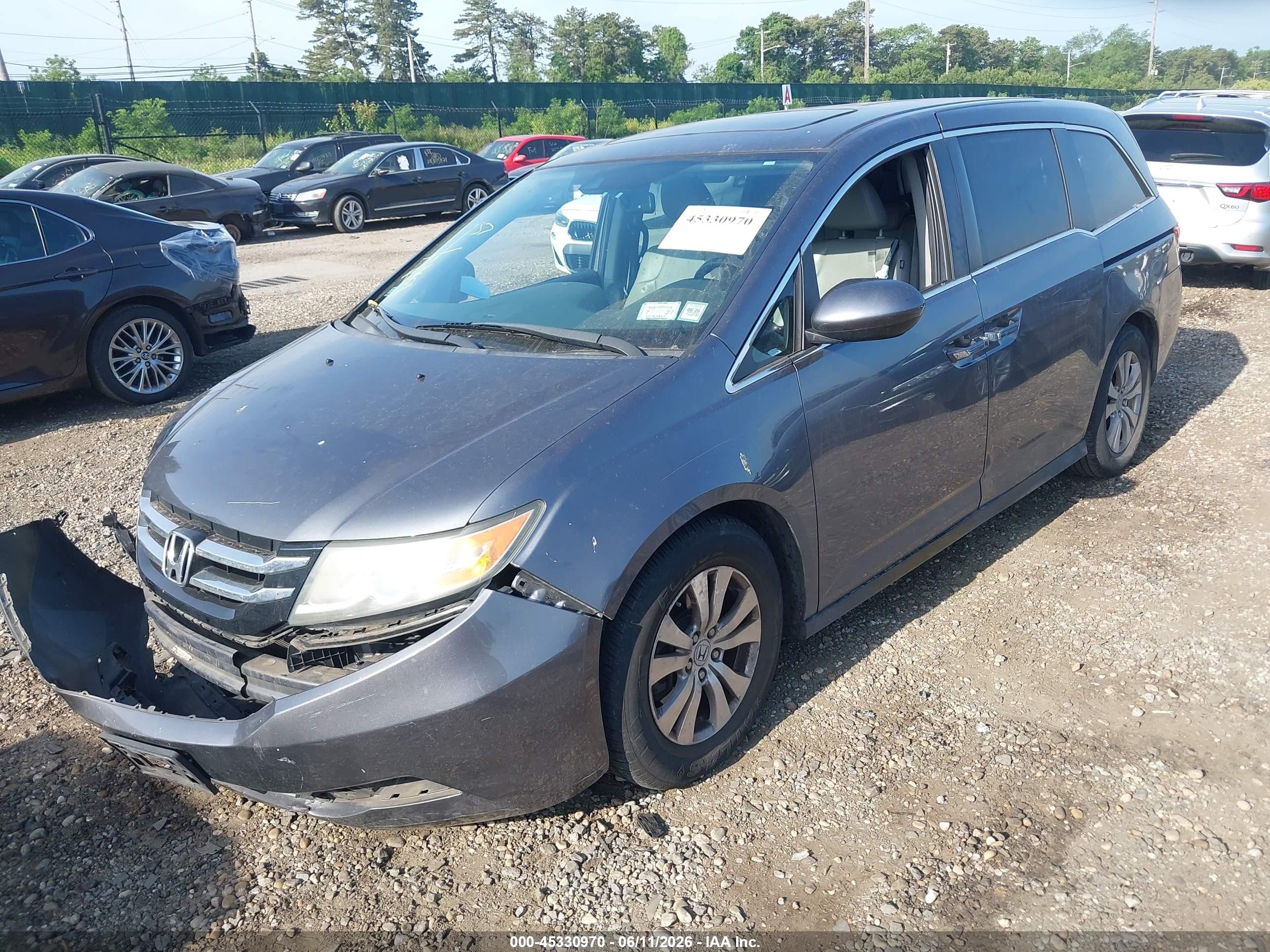 2014 Honda Odyssey Ex-l Серый vin: 5FNRL5H65EB073636