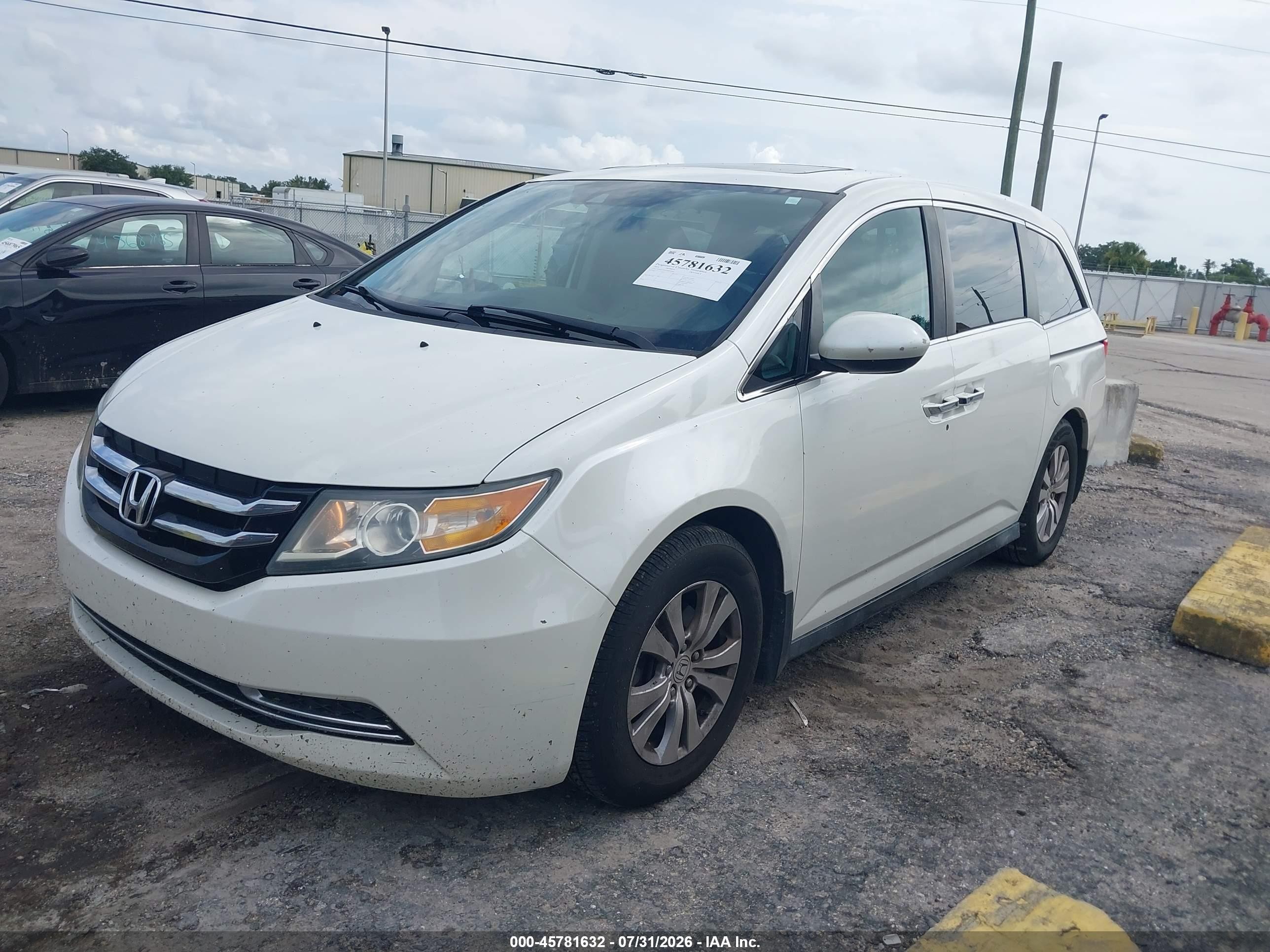 2014 Honda Odyssey Ex-l White vin: 5FNRL5H65EB075905