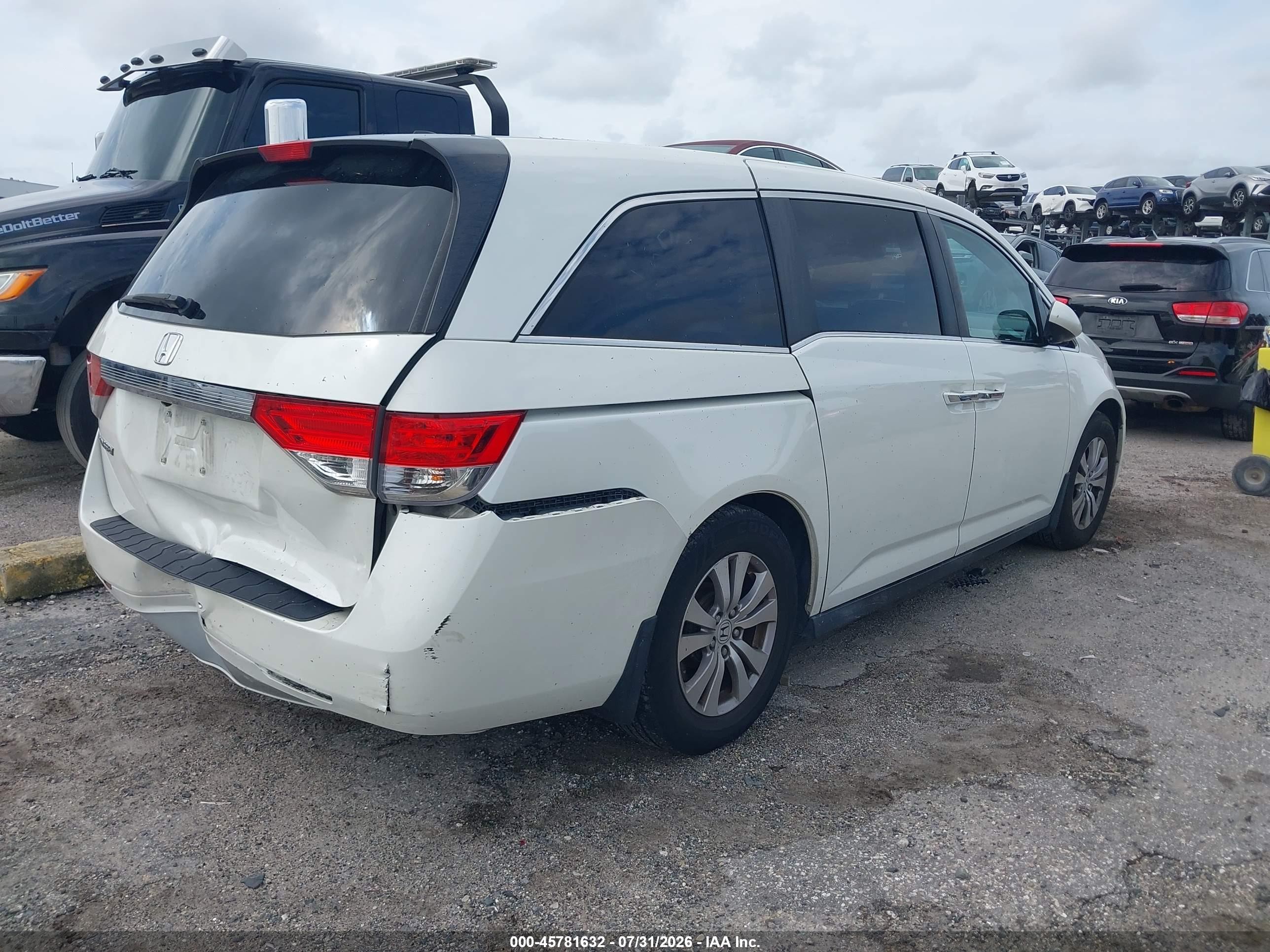 2014 Honda Odyssey Ex-l White vin: 5FNRL5H65EB075905