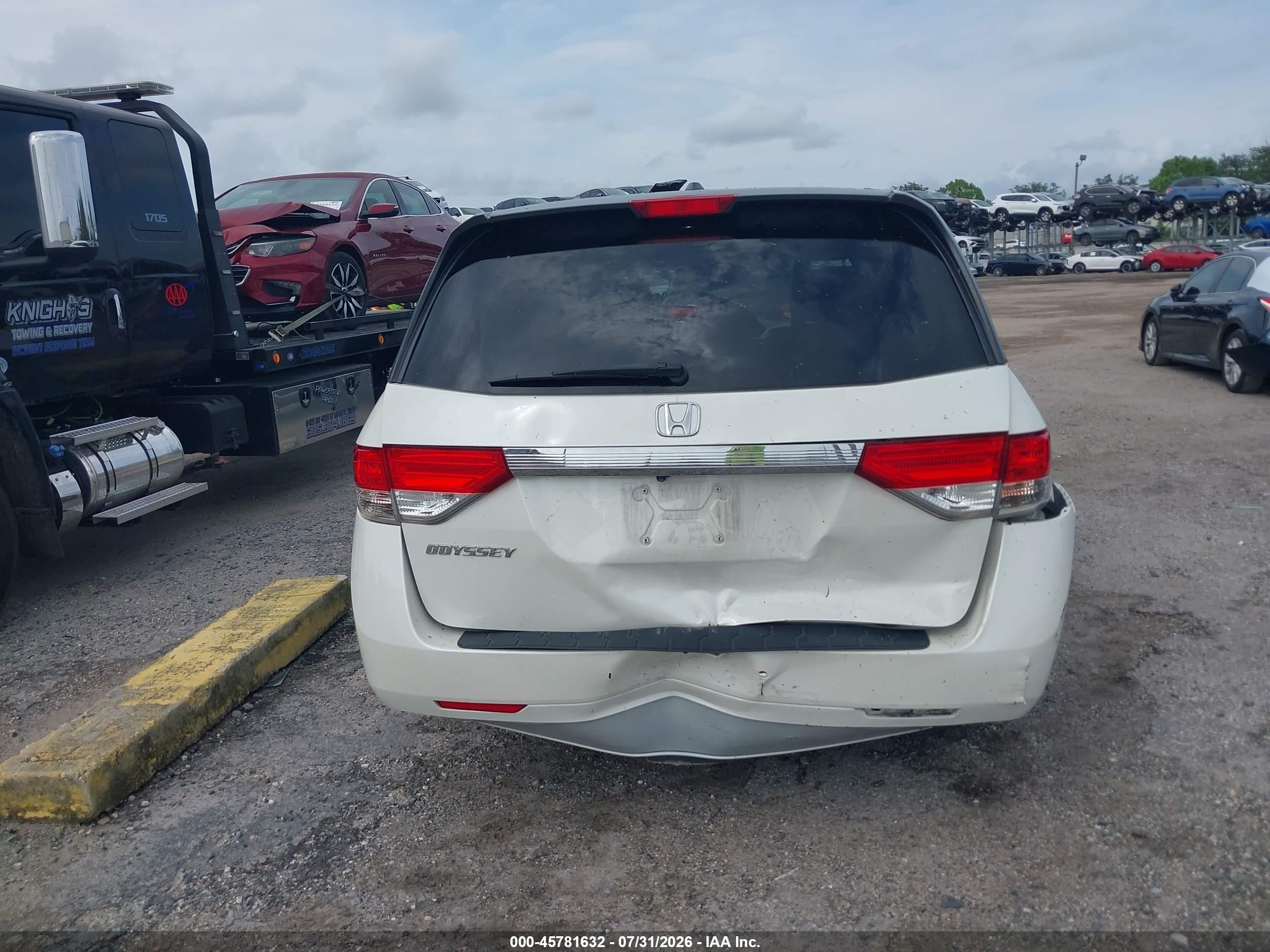 2014 Honda Odyssey Ex-l White vin: 5FNRL5H65EB075905