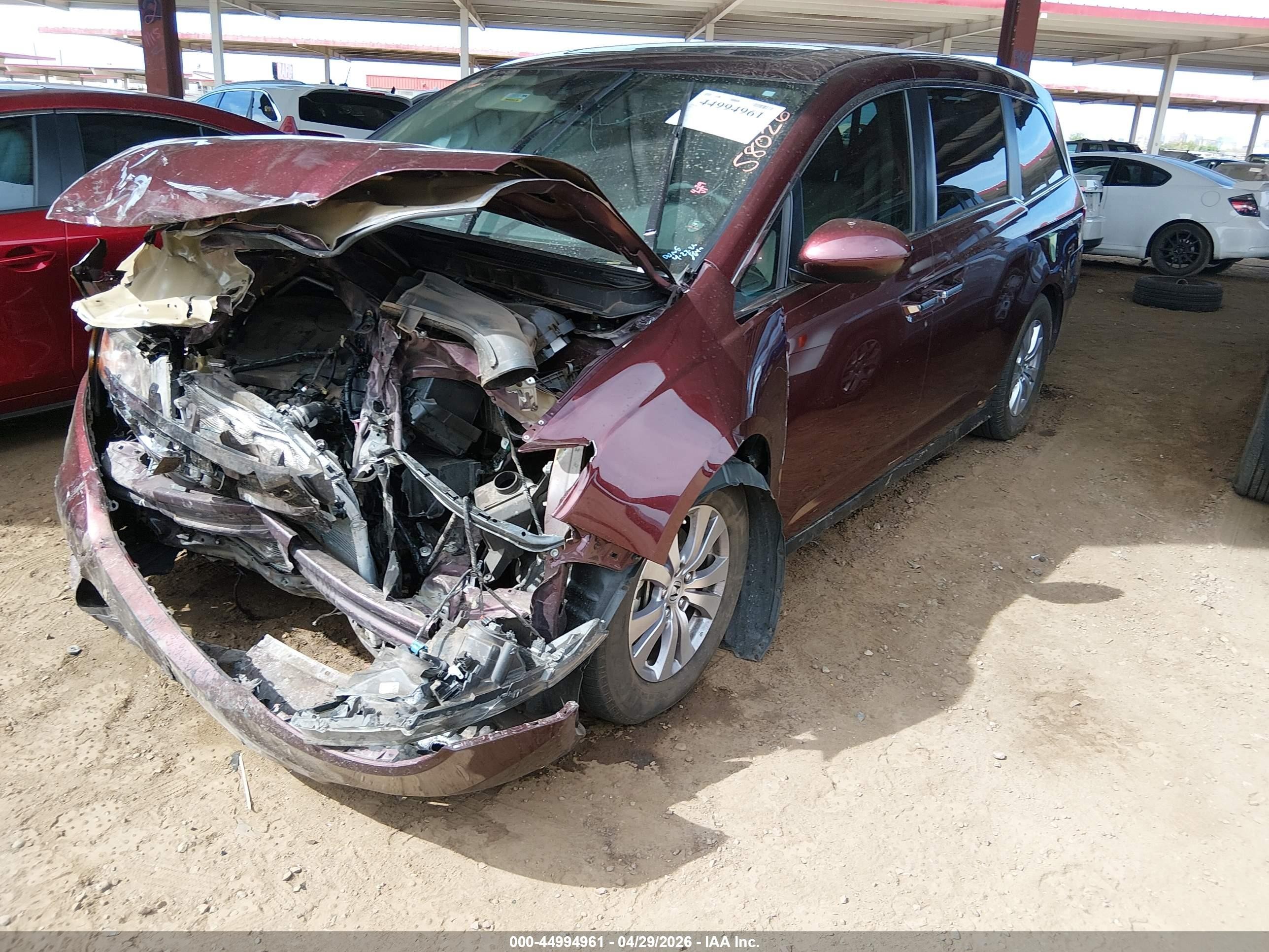 2014 Honda Odyssey Ex-l Red vin: 5FNRL5H65EB084720