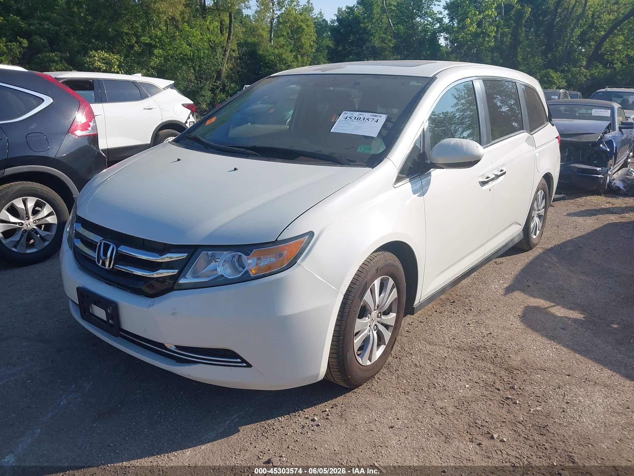 2014 Honda Odyssey Ex-l White vin: 5FNRL5H65EB087276