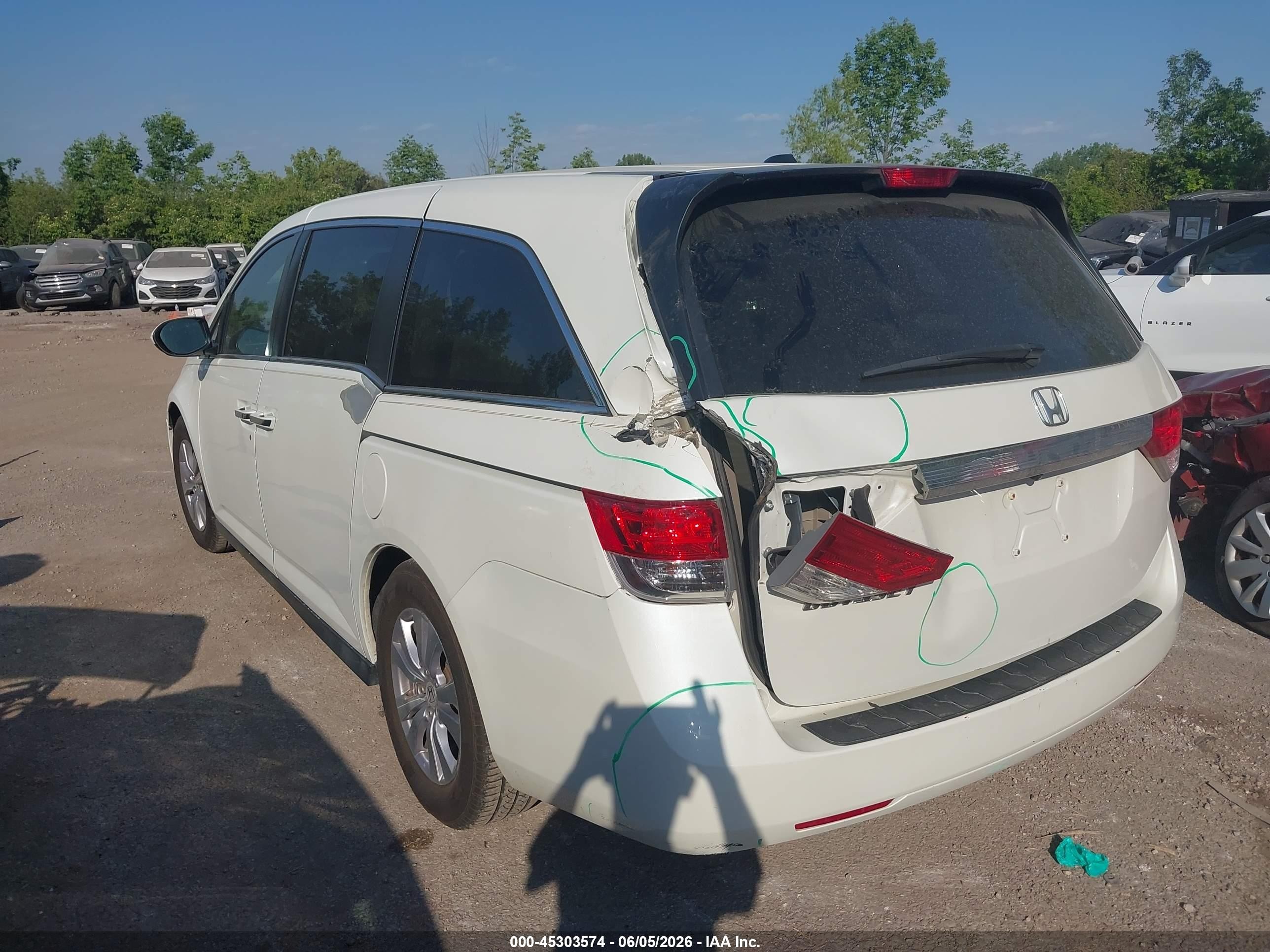2014 Honda Odyssey Ex-l White vin: 5FNRL5H65EB087276