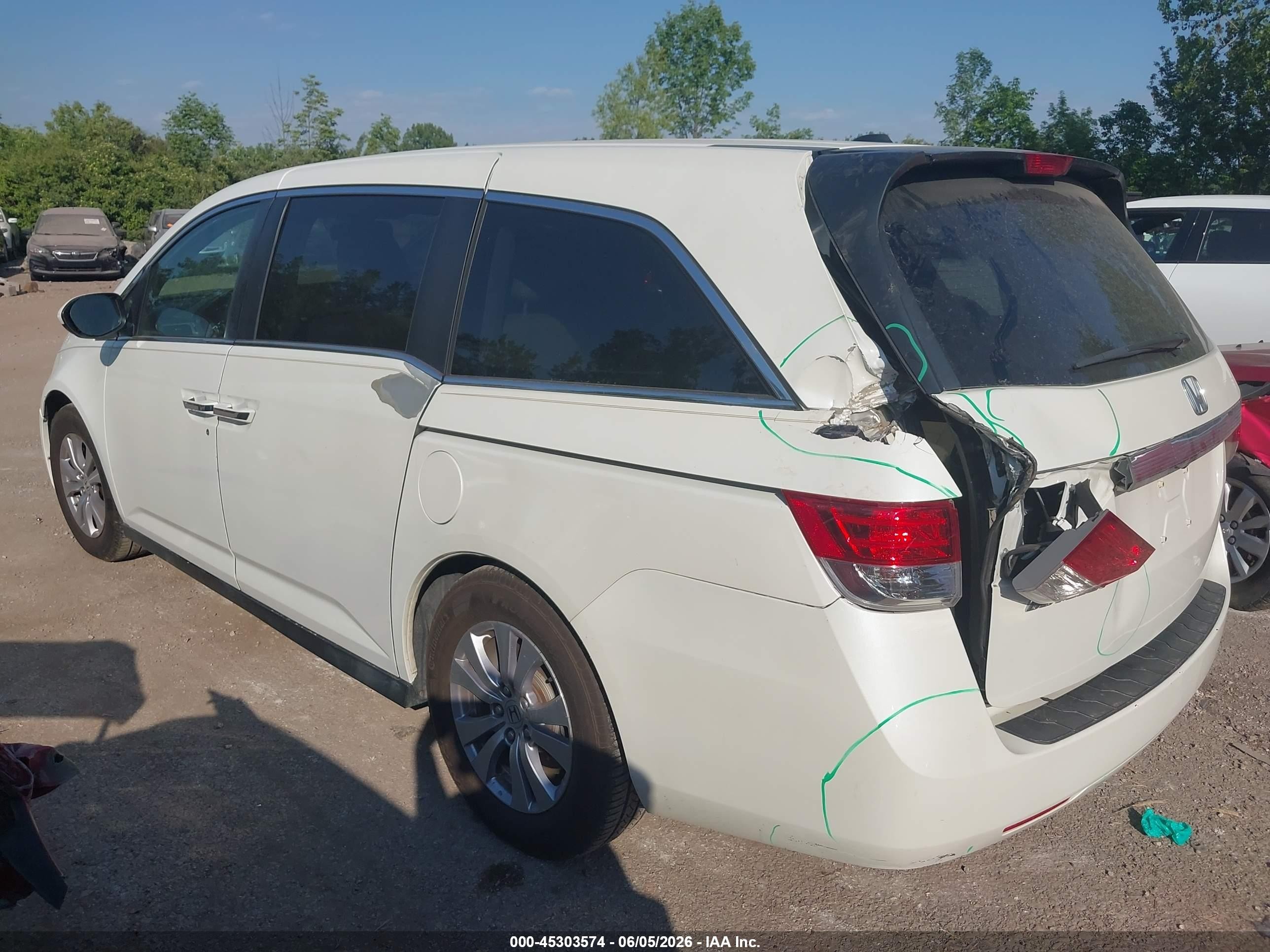 2014 Honda Odyssey Ex-l White vin: 5FNRL5H65EB087276