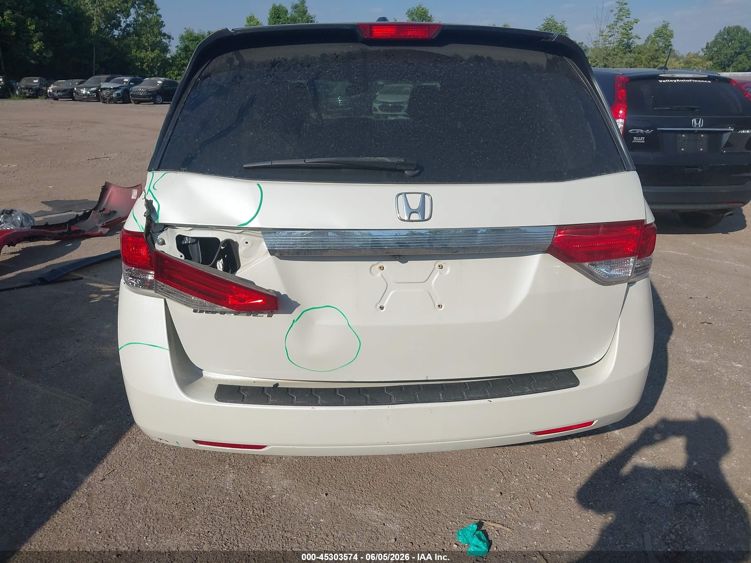 2014 Honda Odyssey Ex-l White vin: 5FNRL5H65EB087276