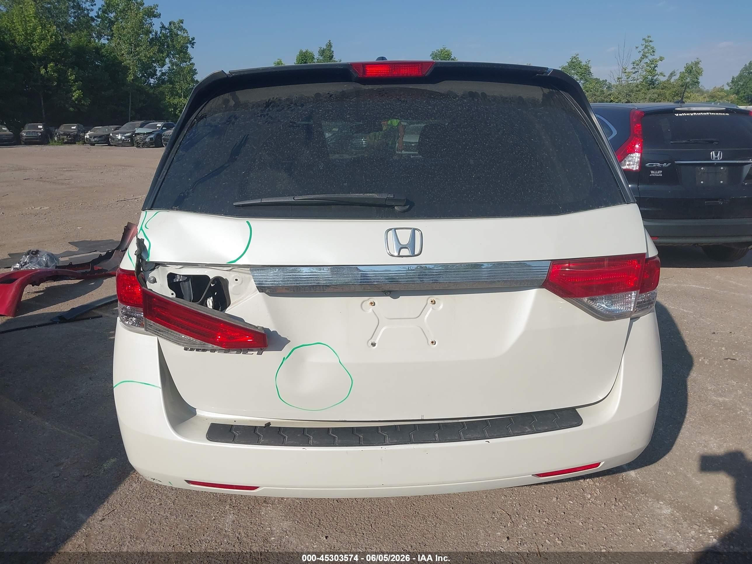 2014 Honda Odyssey Ex-l White vin: 5FNRL5H65EB087276
