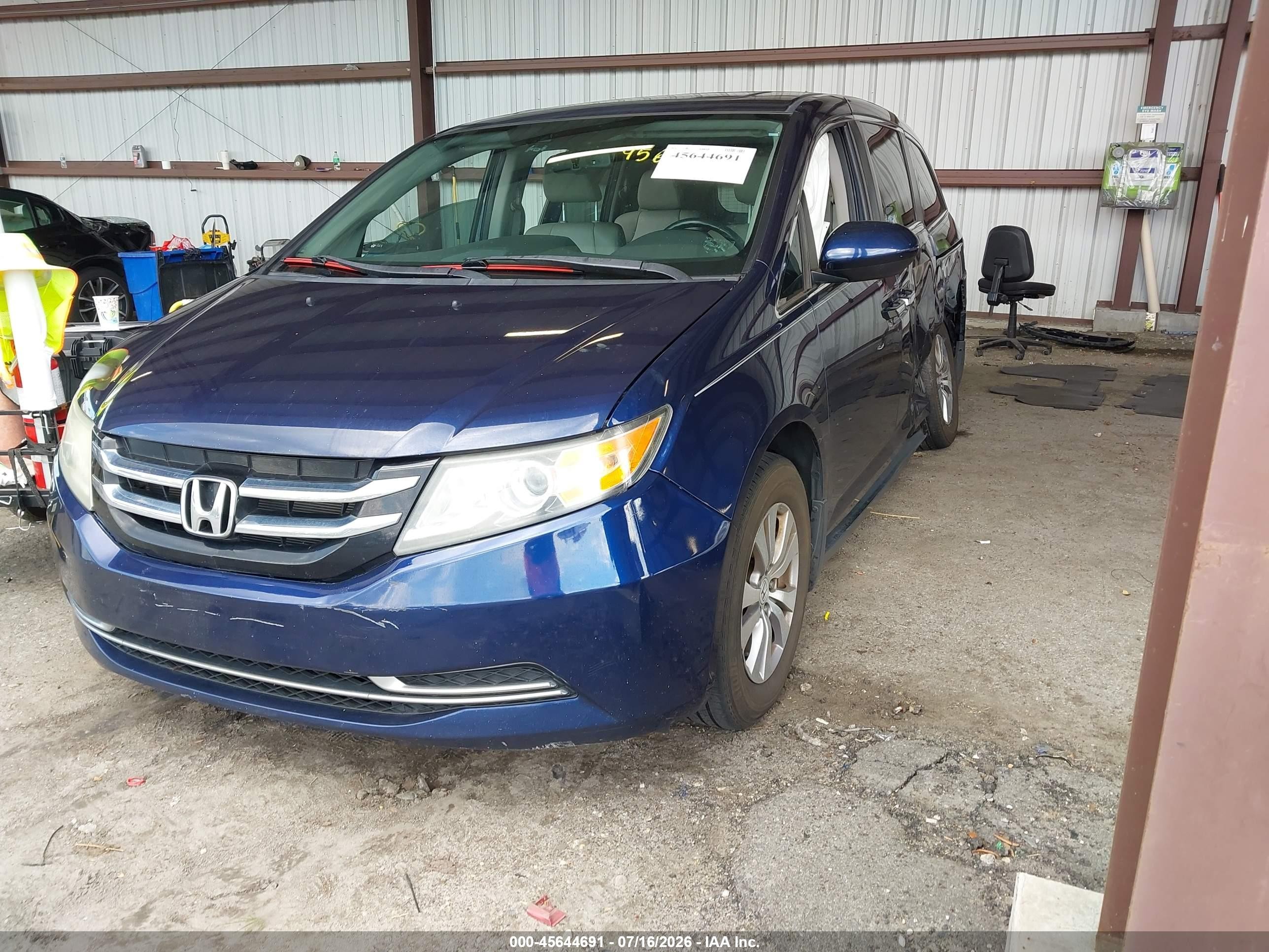 2014 Honda Odyssey Ex-l Blue vin: 5FNRL5H65EB098259