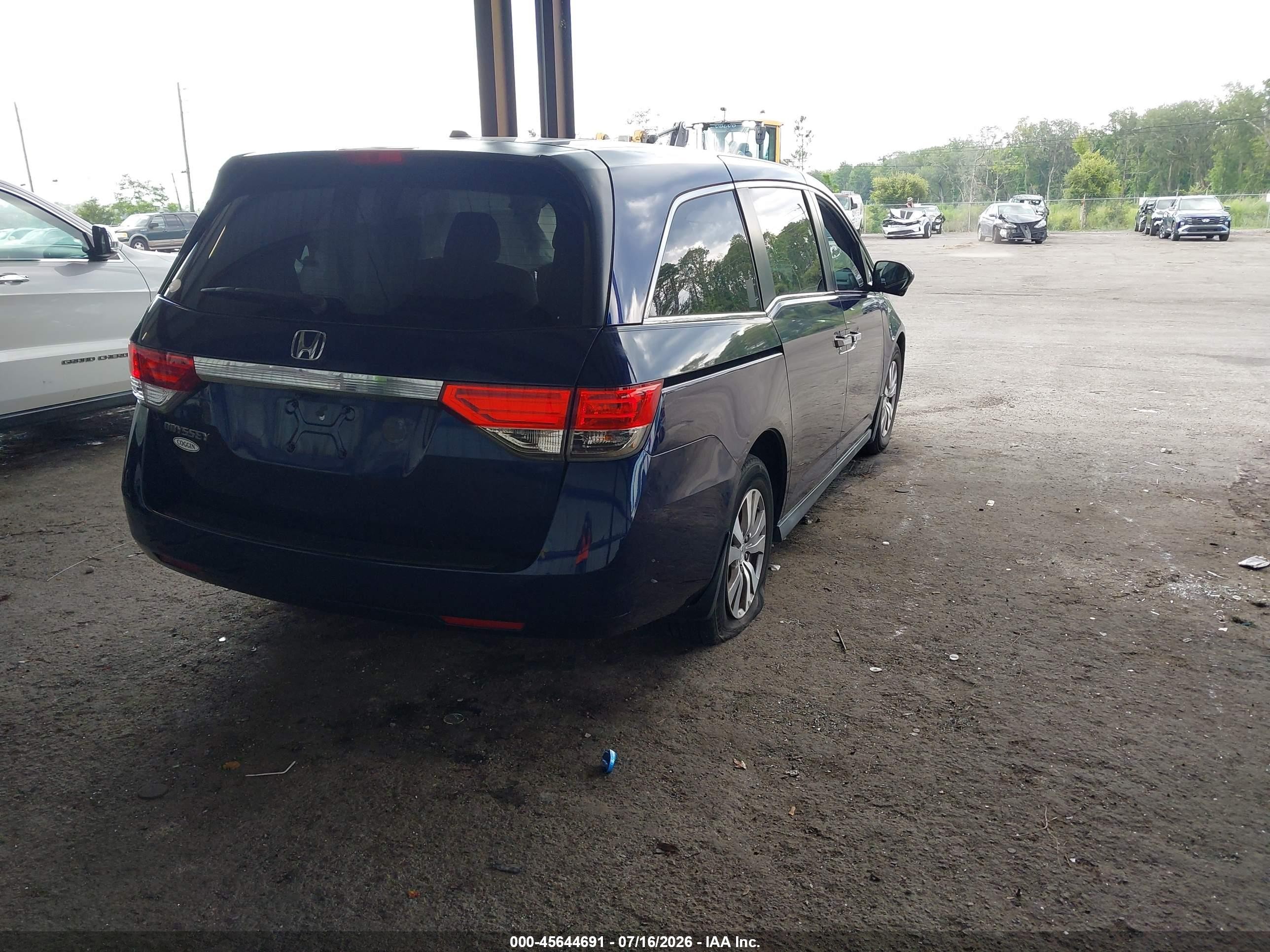 2014 Honda Odyssey Ex-l Blue vin: 5FNRL5H65EB098259