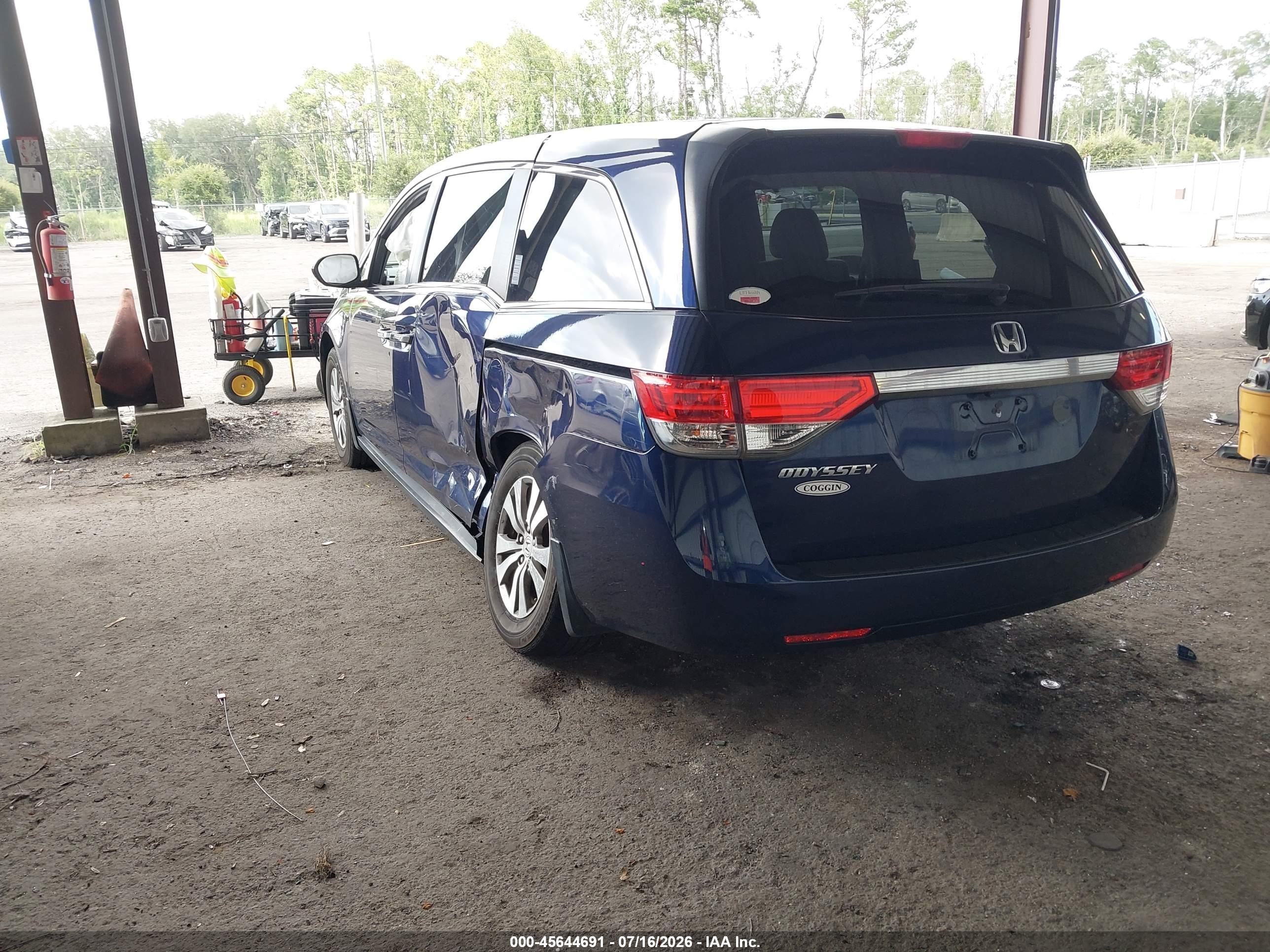 2014 Honda Odyssey Ex-l Blue vin: 5FNRL5H65EB098259