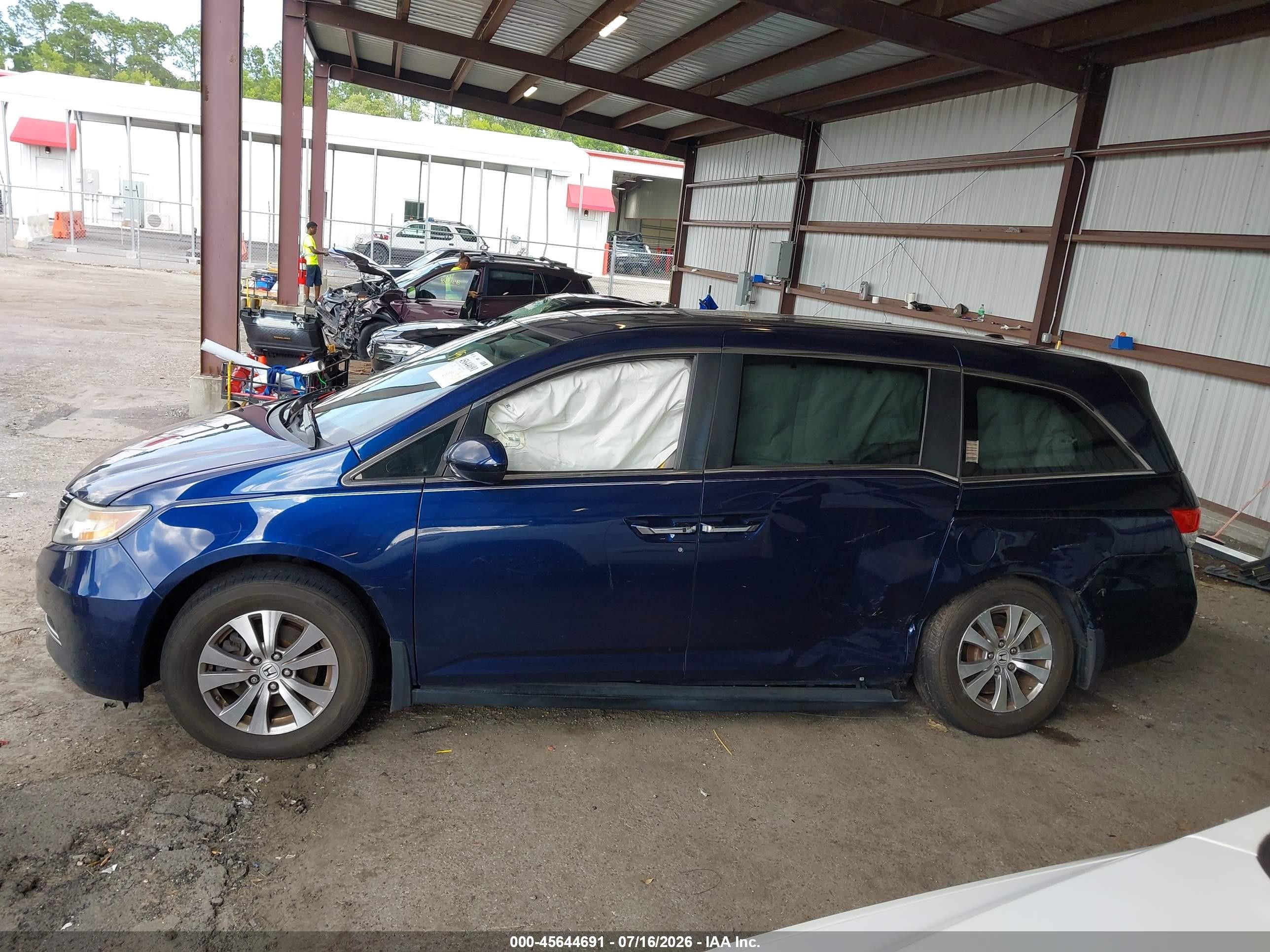 2014 Honda Odyssey Ex-l Blue vin: 5FNRL5H65EB098259