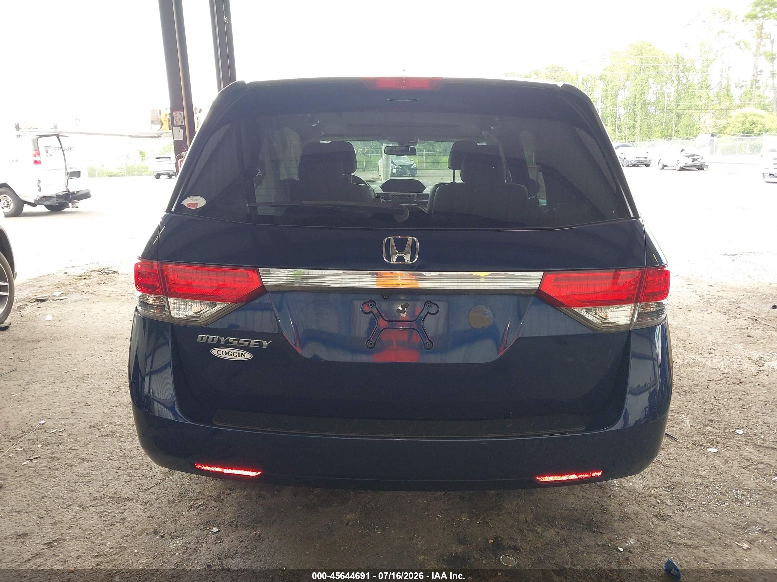 2014 Honda Odyssey Ex-l Blue vin: 5FNRL5H65EB098259