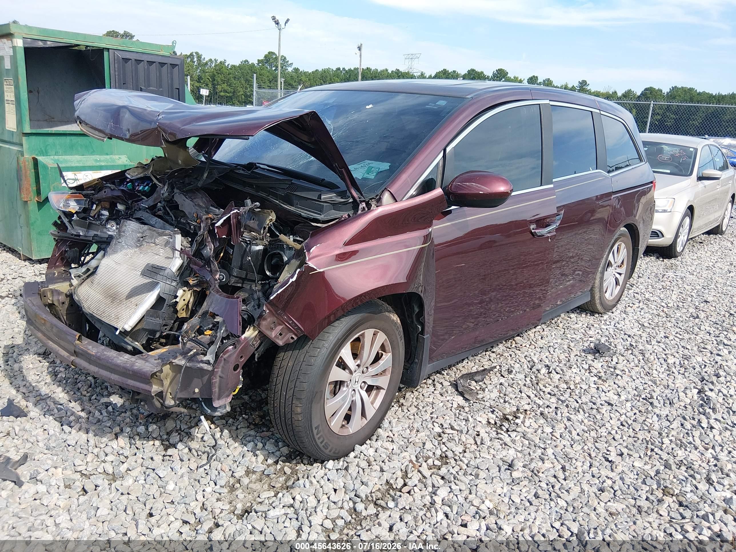 2015 Honda Odyssey Ex-l Burgundy vin: 5FNRL5H65FB015172