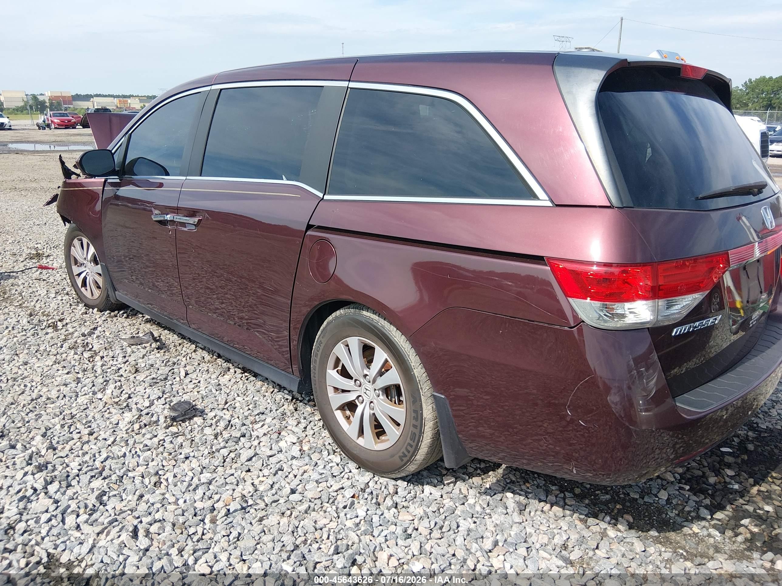 2015 Honda Odyssey Ex-l Burgundy vin: 5FNRL5H65FB015172