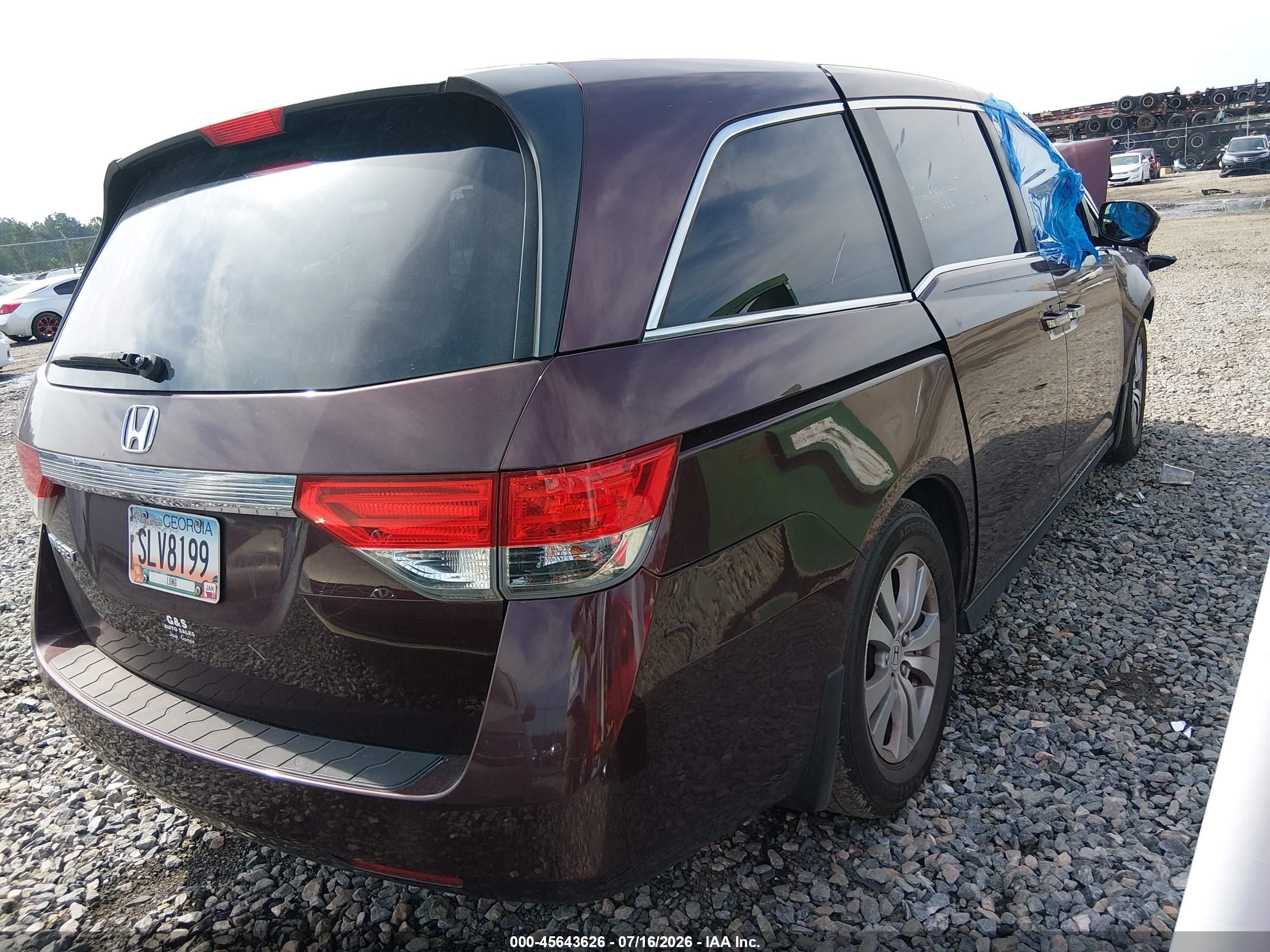 2015 Honda Odyssey Ex-l Burgundy vin: 5FNRL5H65FB015172