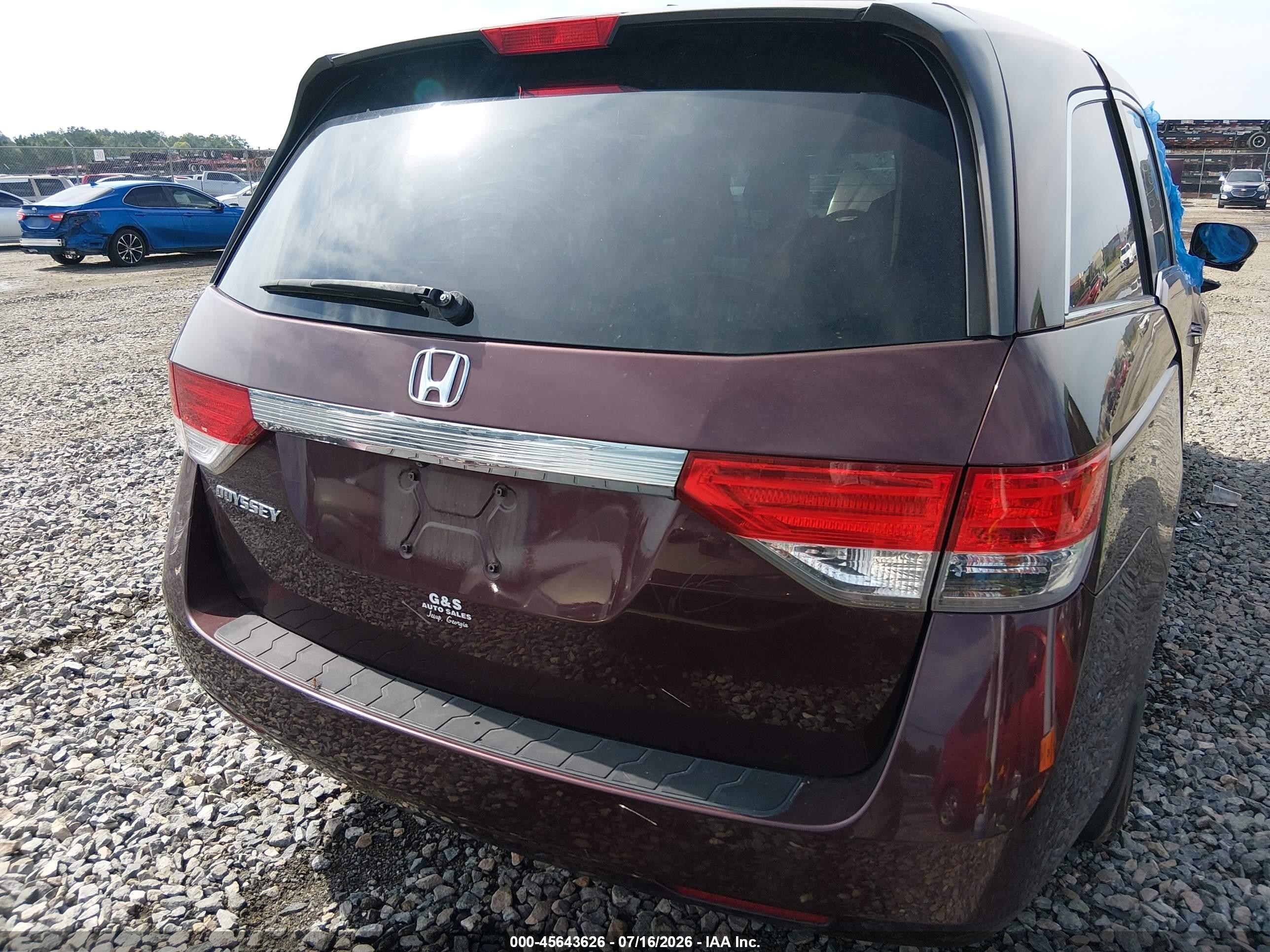 2015 Honda Odyssey Ex-l Burgundy vin: 5FNRL5H65FB015172