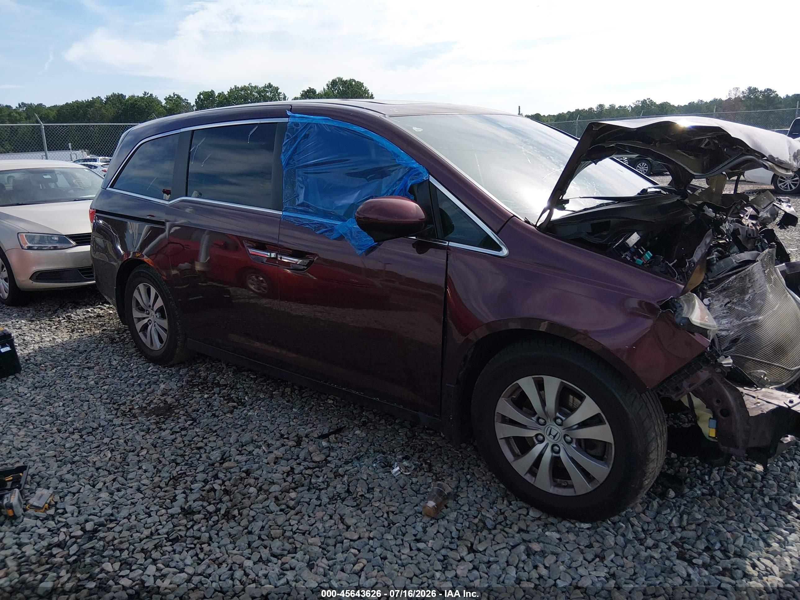 2015 Honda Odyssey Ex-l Burgundy vin: 5FNRL5H65FB015172