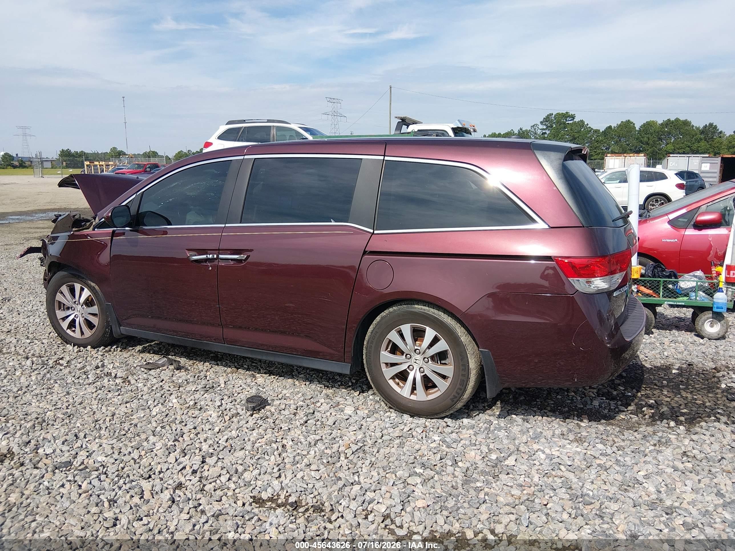 2015 Honda Odyssey Ex-l Burgundy vin: 5FNRL5H65FB015172