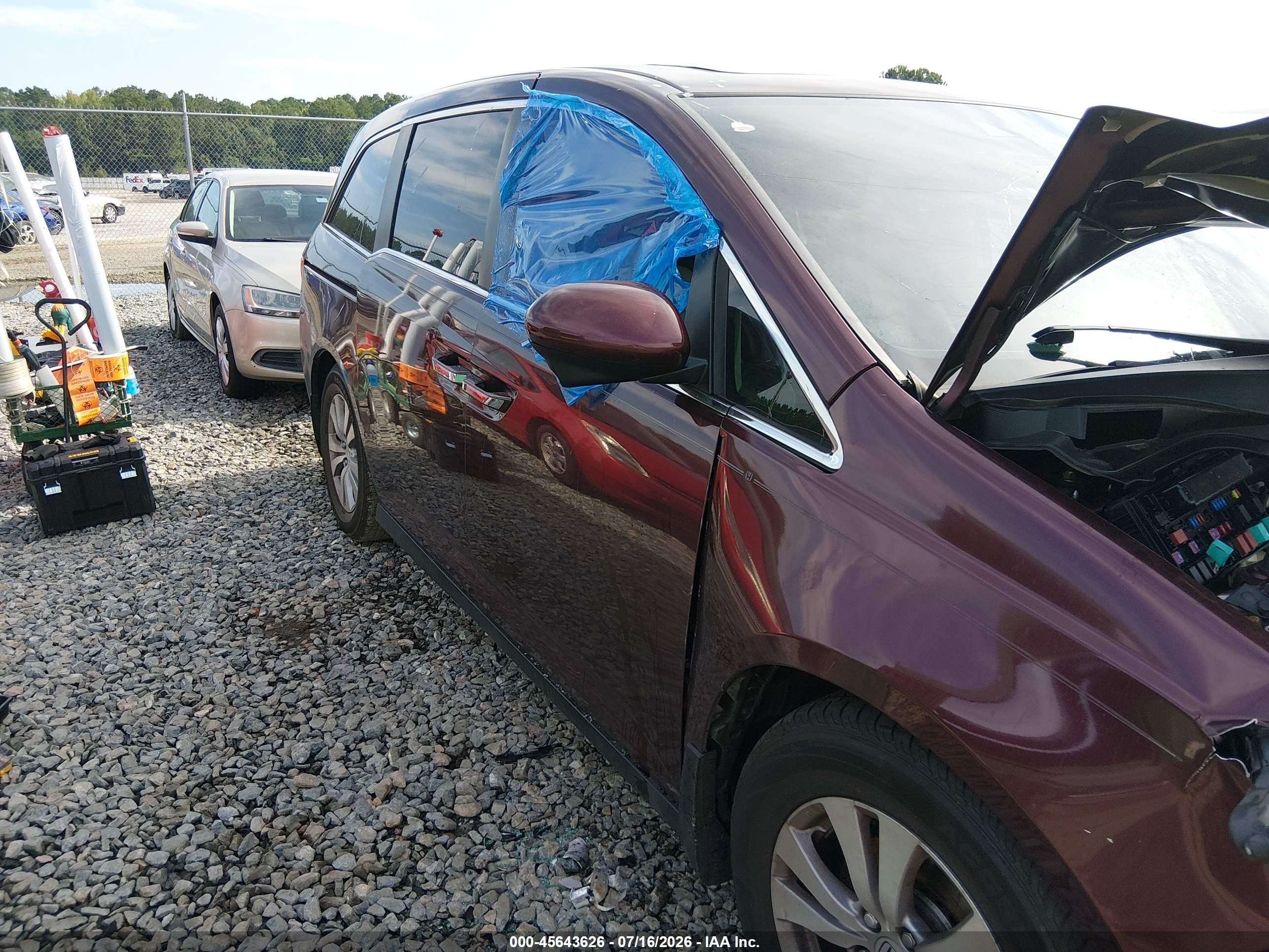 2015 Honda Odyssey Ex-l Burgundy vin: 5FNRL5H65FB015172