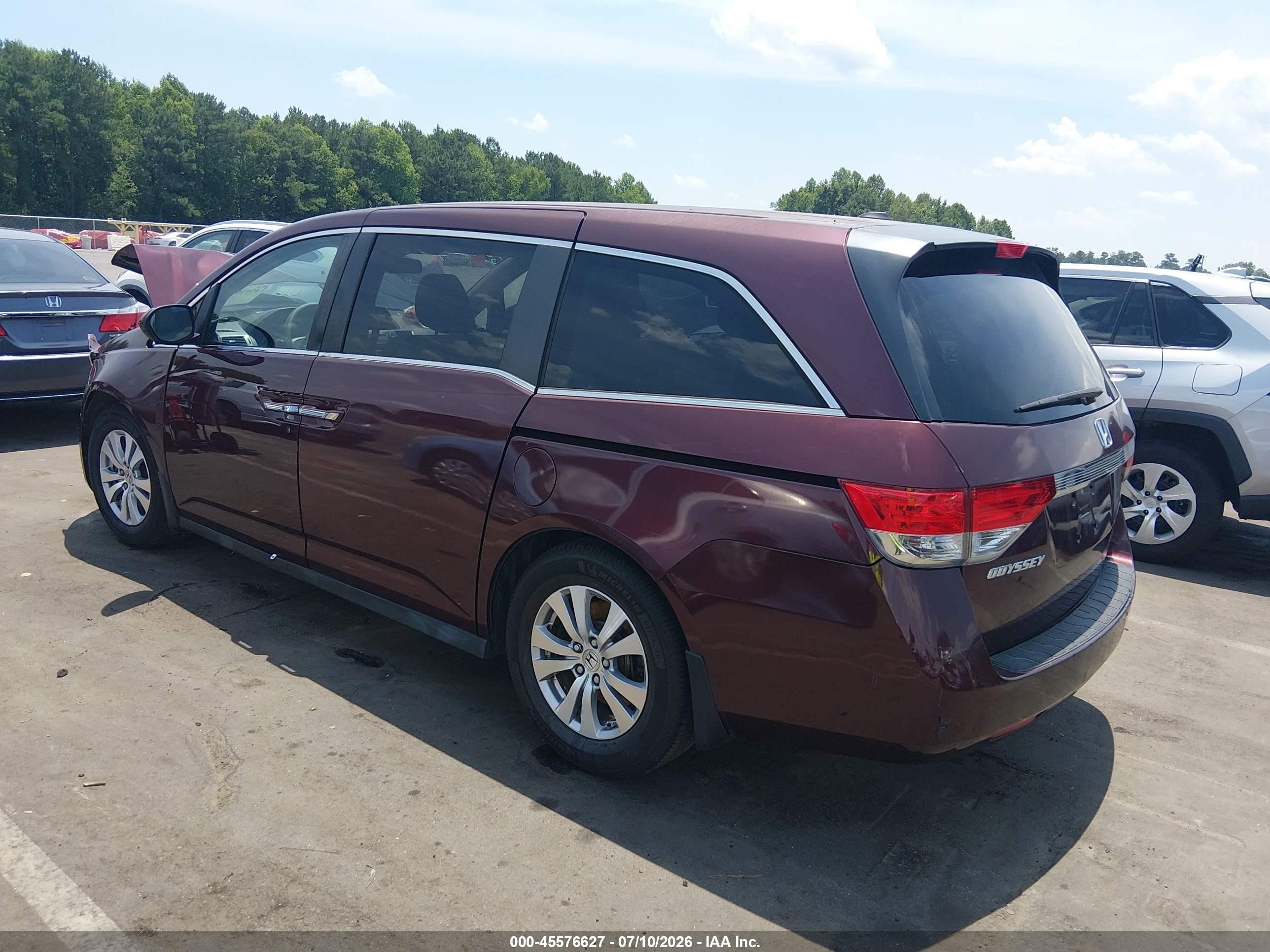 2015 Honda Odyssey Ex-l Burgundy vin: 5FNRL5H65FB023532