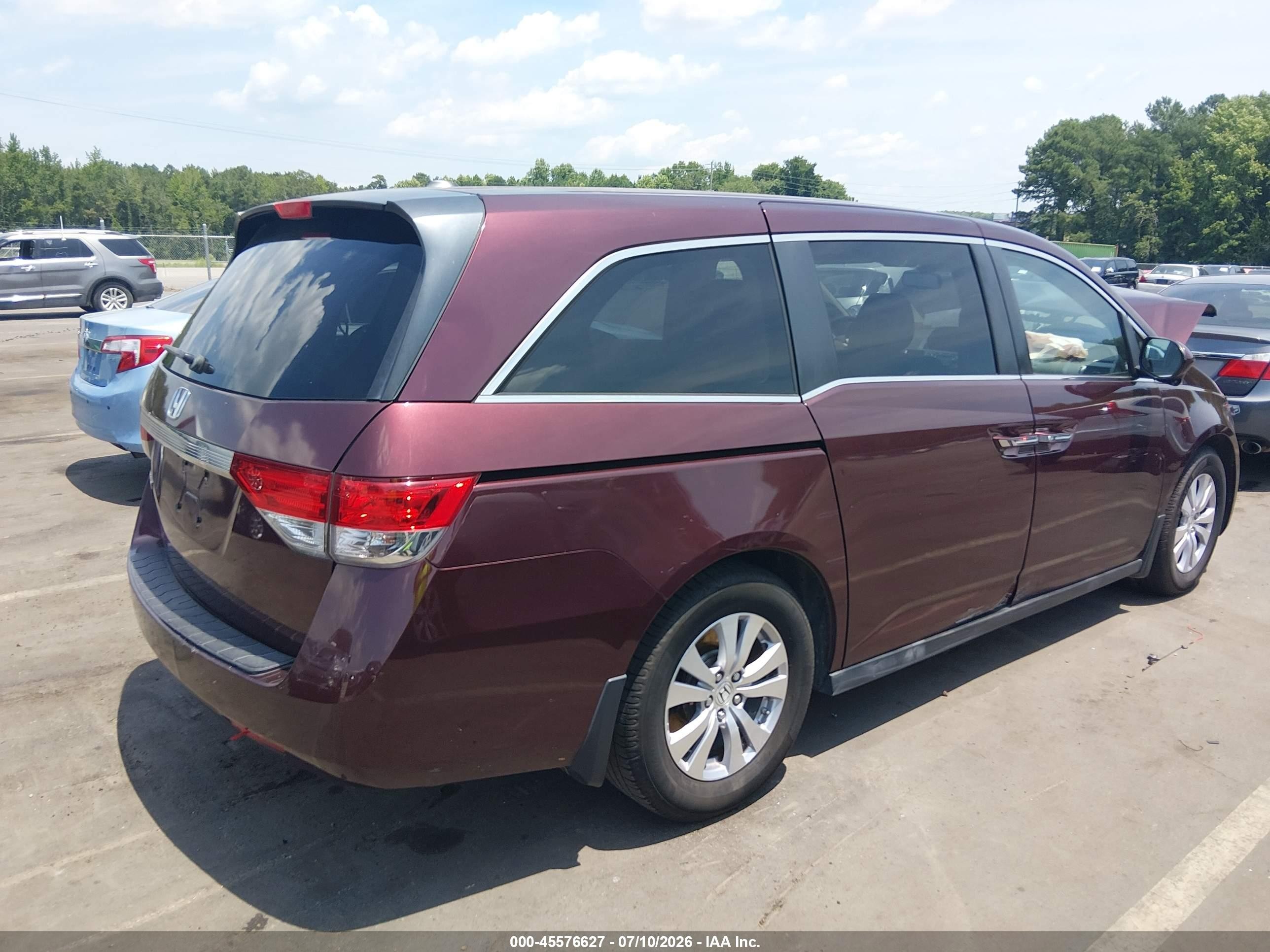 2015 Honda Odyssey Ex-l Burgundy vin: 5FNRL5H65FB023532