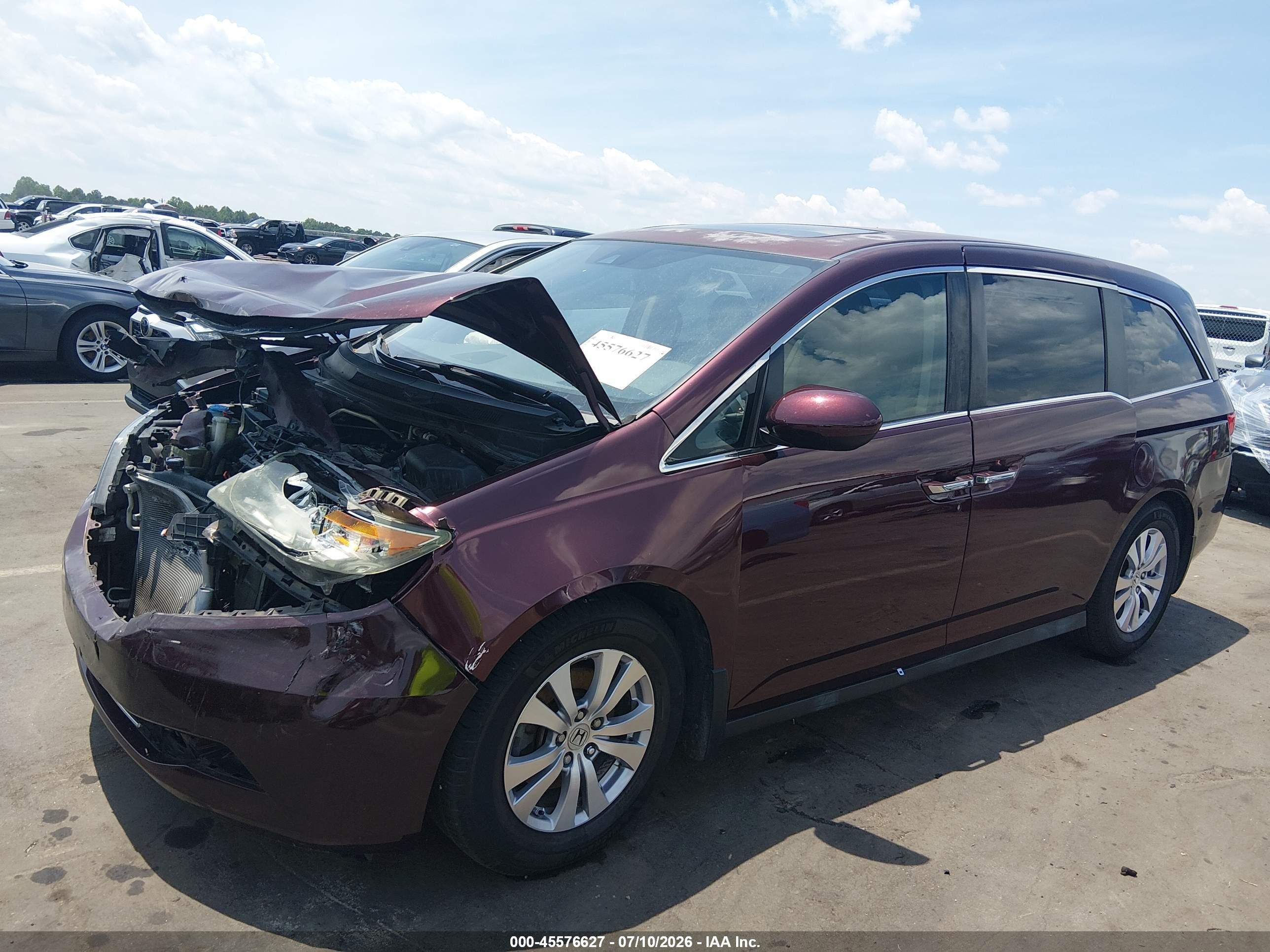 2015 Honda Odyssey Ex-l Burgundy vin: 5FNRL5H65FB023532