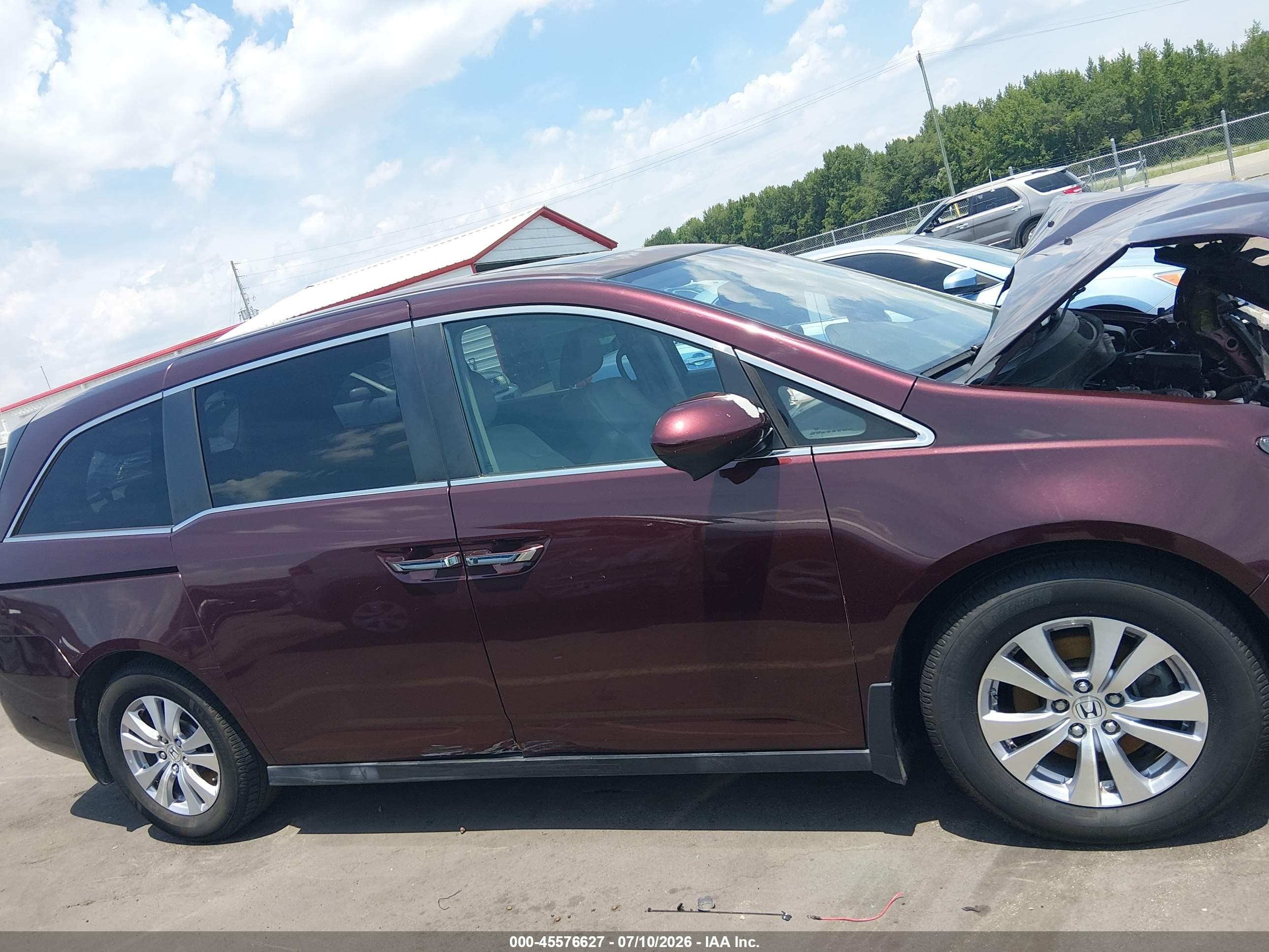 2015 Honda Odyssey Ex-l Burgundy vin: 5FNRL5H65FB023532