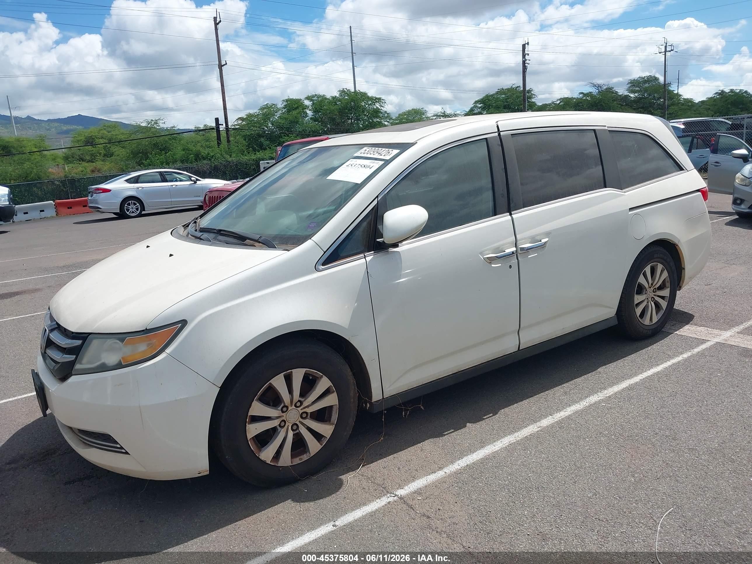 2015 Honda Odyssey Ex-l White vin: 5FNRL5H65FB070964