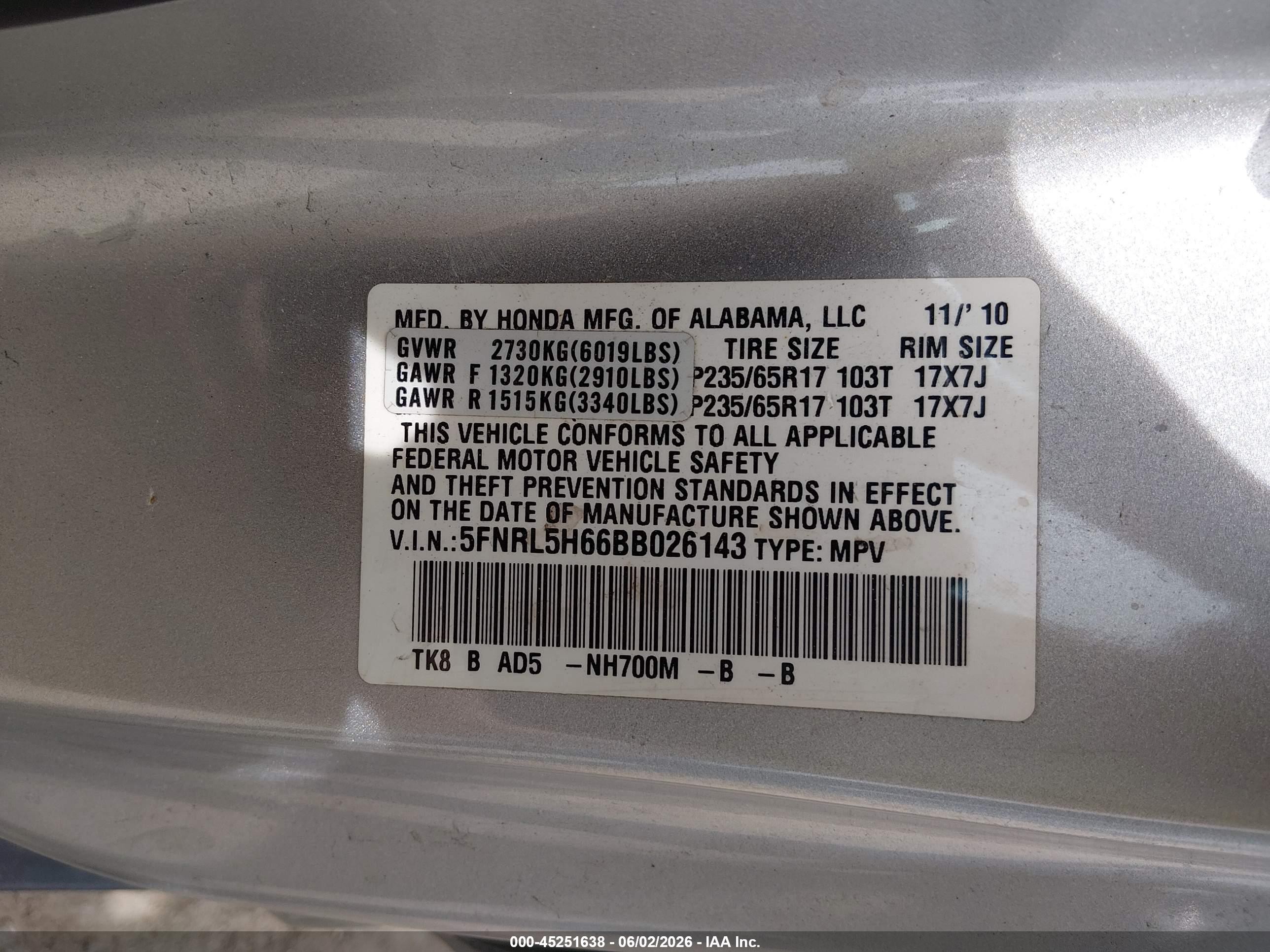2011 Honda Odyssey Ex-l Silver vin: 5FNRL5H66BB026143
