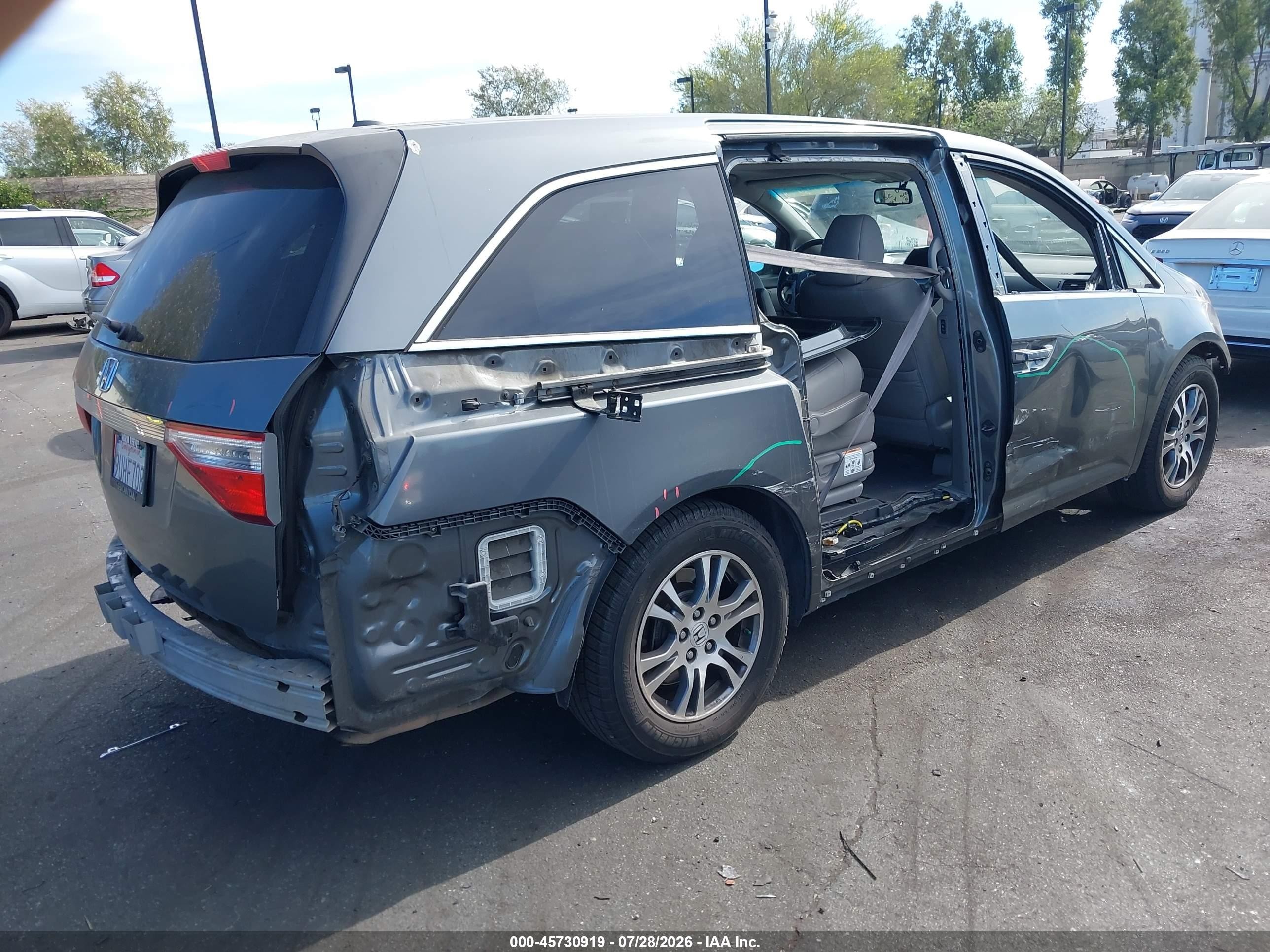 2013 Honda Odyssey Ex-l Gray vin: 5FNRL5H66DB014500