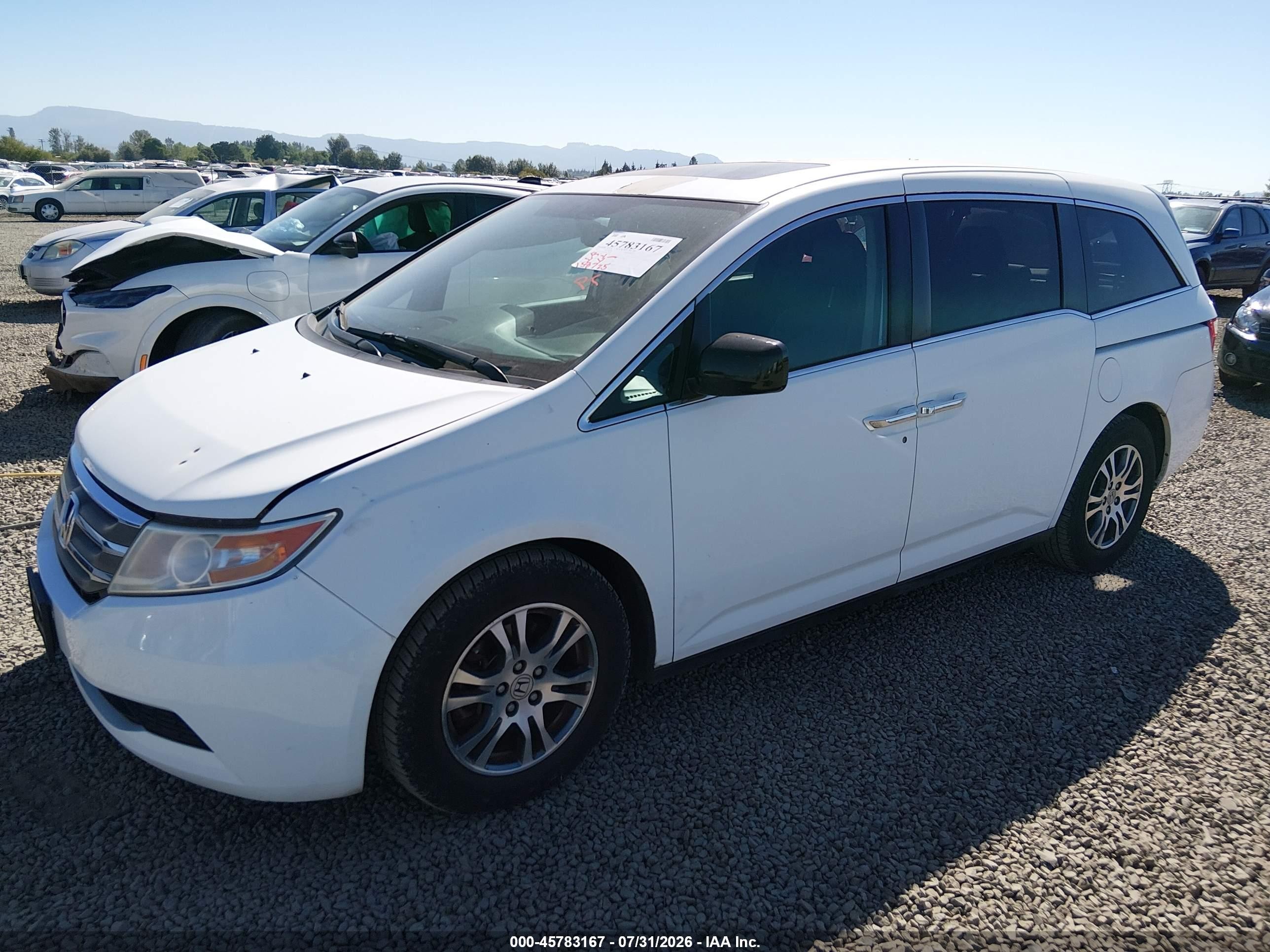 2013 Honda Odyssey Ex-l White vin: 5FNRL5H66DB029109