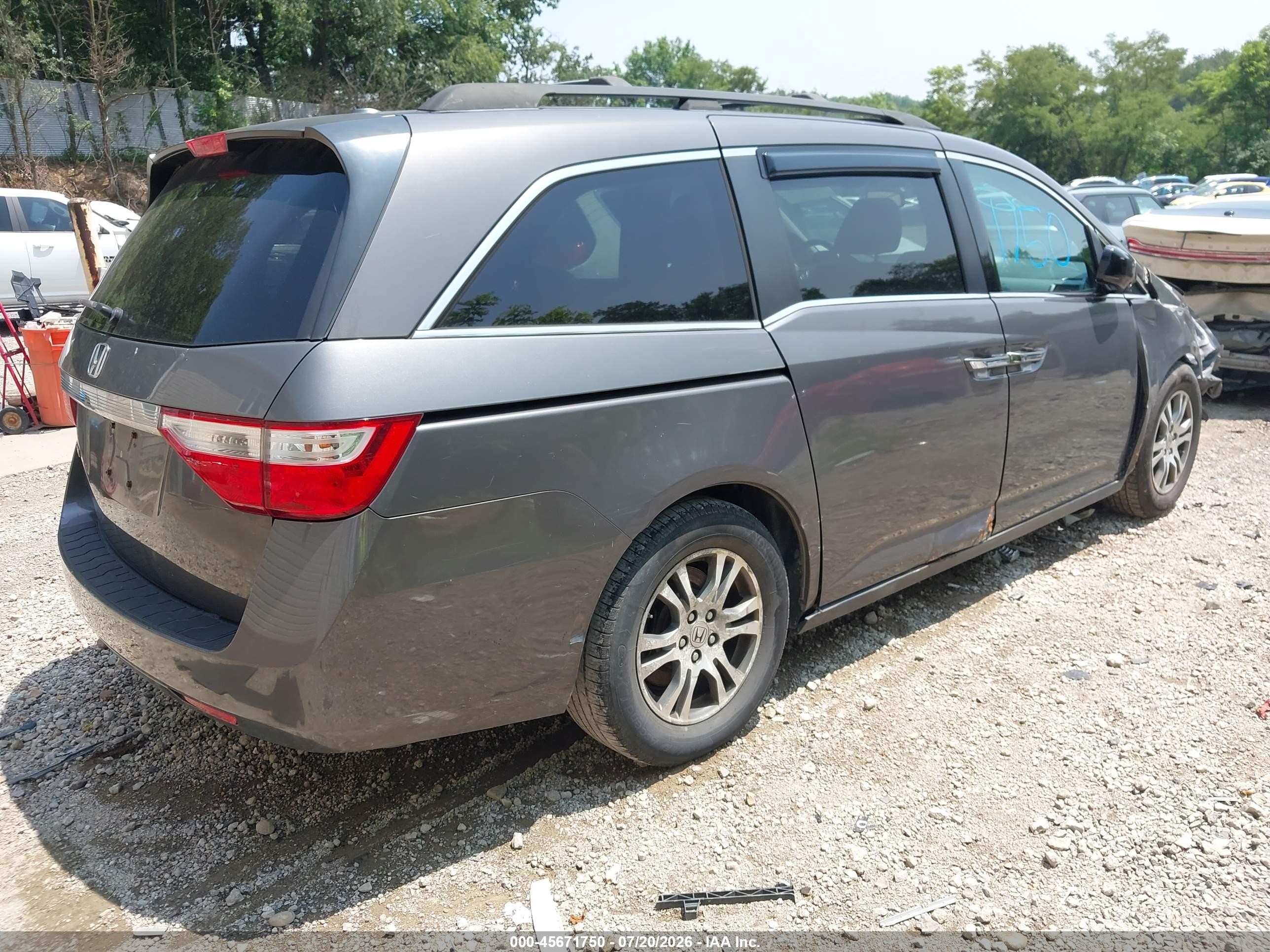 2013 Honda Odyssey Ex-l Gray vin: 5FNRL5H66DB030437