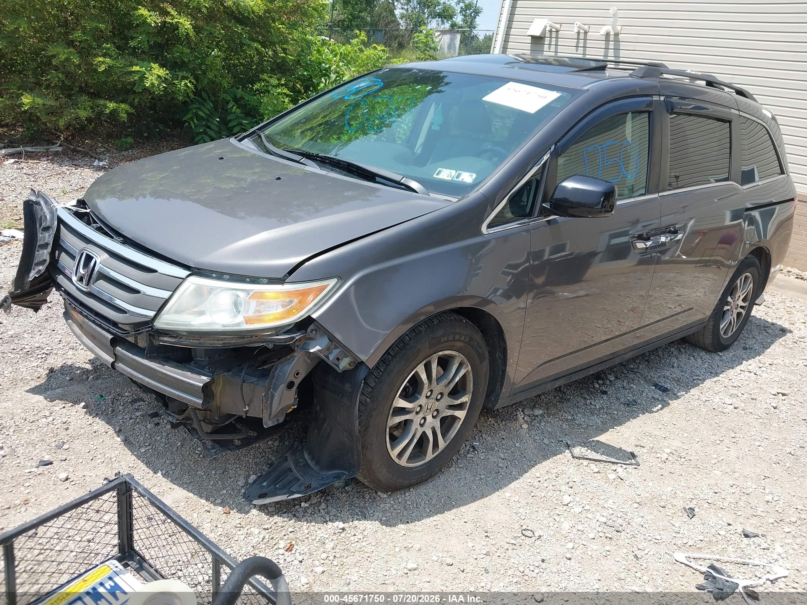 2013 Honda Odyssey Ex-l Gray vin: 5FNRL5H66DB030437