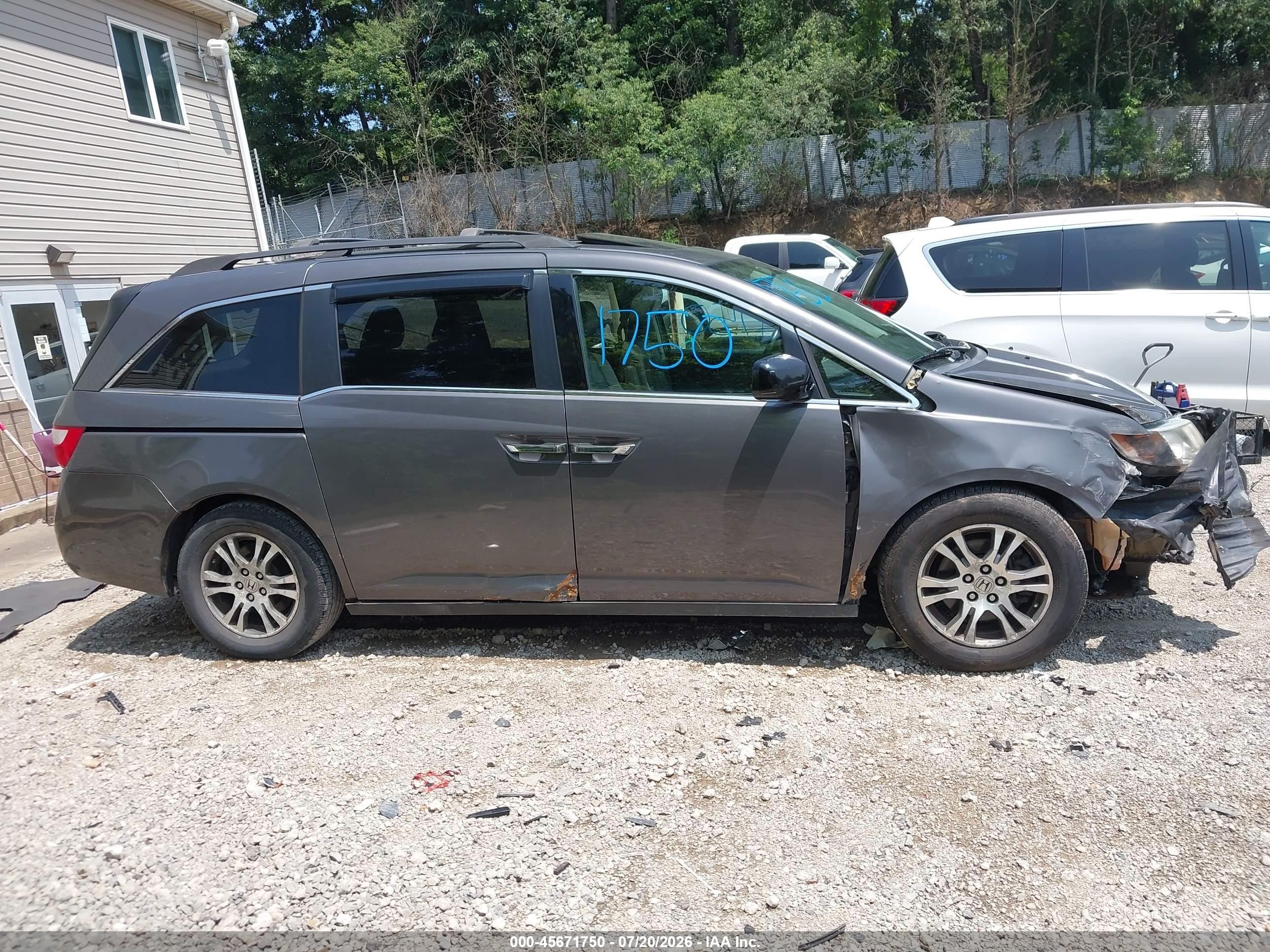 2013 Honda Odyssey Ex-l Gray vin: 5FNRL5H66DB030437