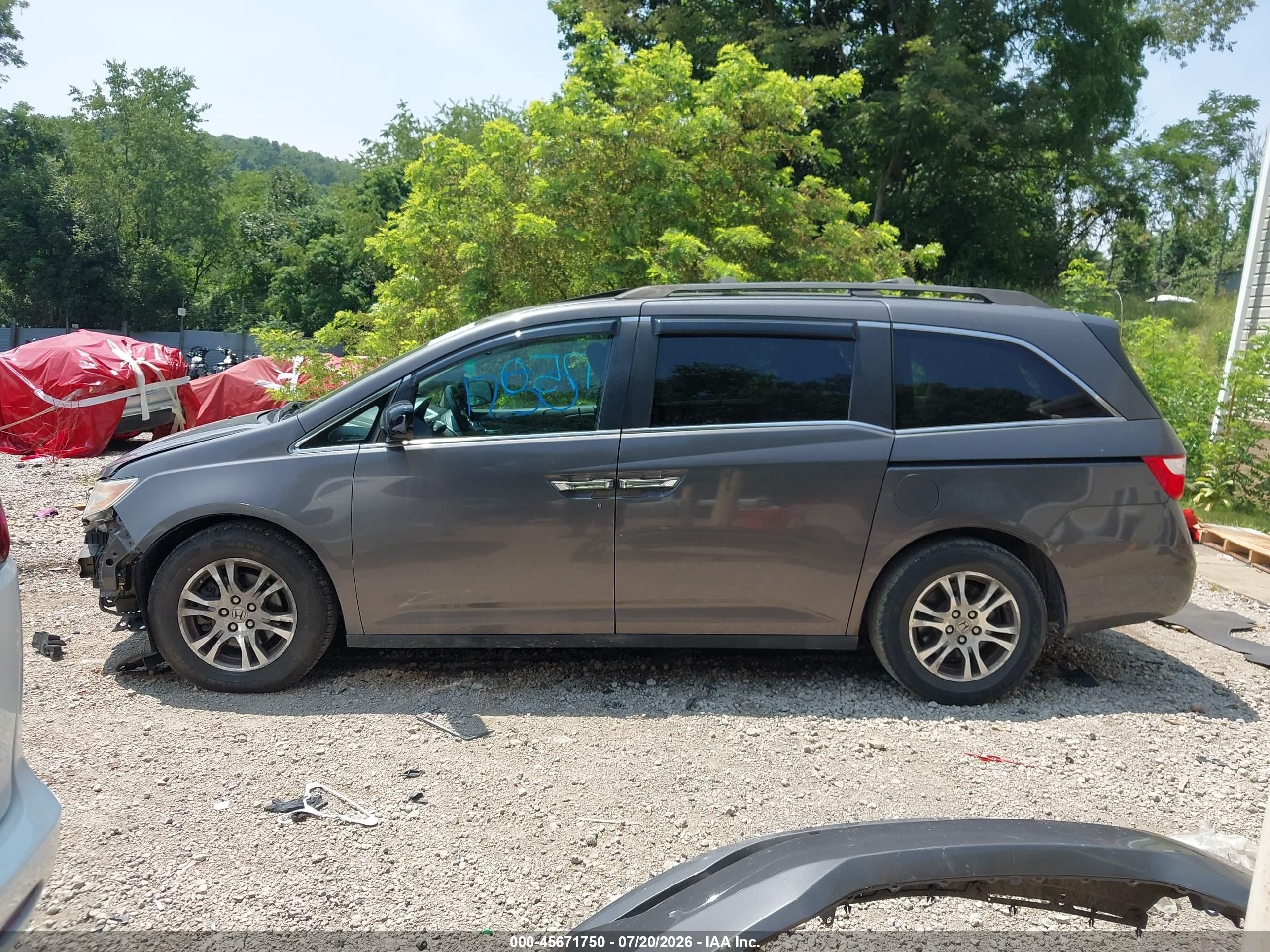 2013 Honda Odyssey Ex-l Gray vin: 5FNRL5H66DB030437